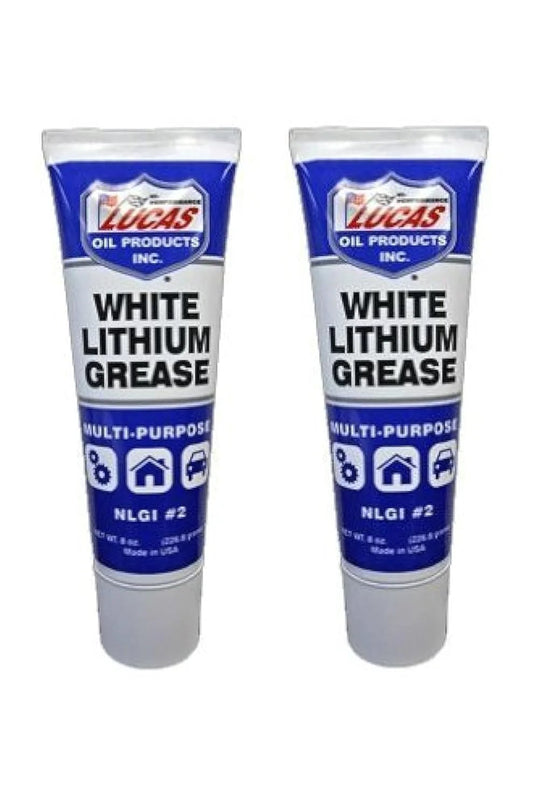 White Lithium Grease 8 Oz Tube 2 Pack For Household And Garage Use NLGI 2 Long Lasting Reduces Wear Extreme Friction Reduction Ideal For Hinges Garage Doors Openers And Springs By Lucas Oil