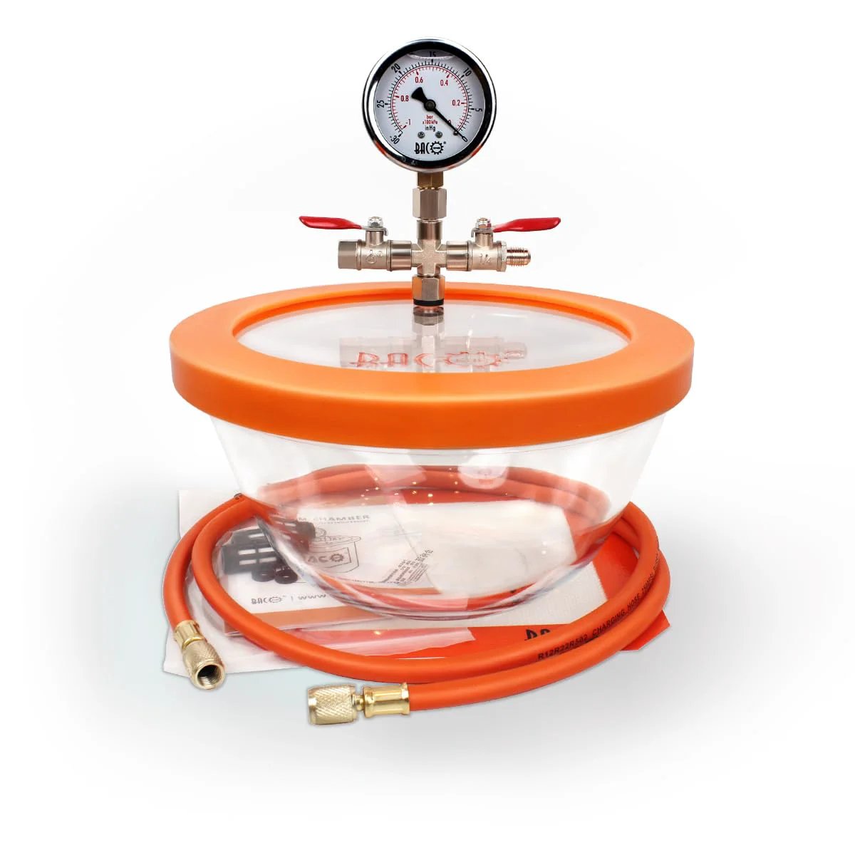2.8 Quart Vacuum Chamber For Resin, Silicone, And Epoxies Pro Grade Pyrex Glass Degassing Chamber Kit With Acrylic Lid 5ft Vacuum Hose Glycerin Filled Gauge 0-29.25 InHg Keeps Vacuum For 24 Hours