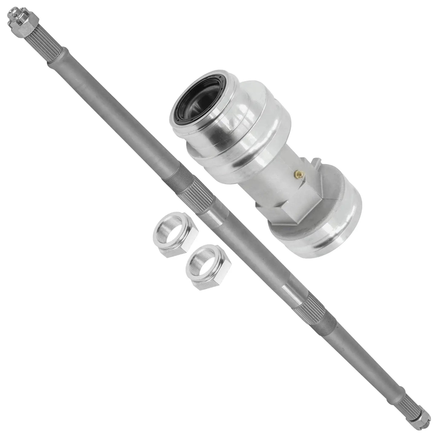 Rear Axle Shaft Bearing Housing Carrier Hub for Polaris ATV Replacement with nuts and carrier hub visible