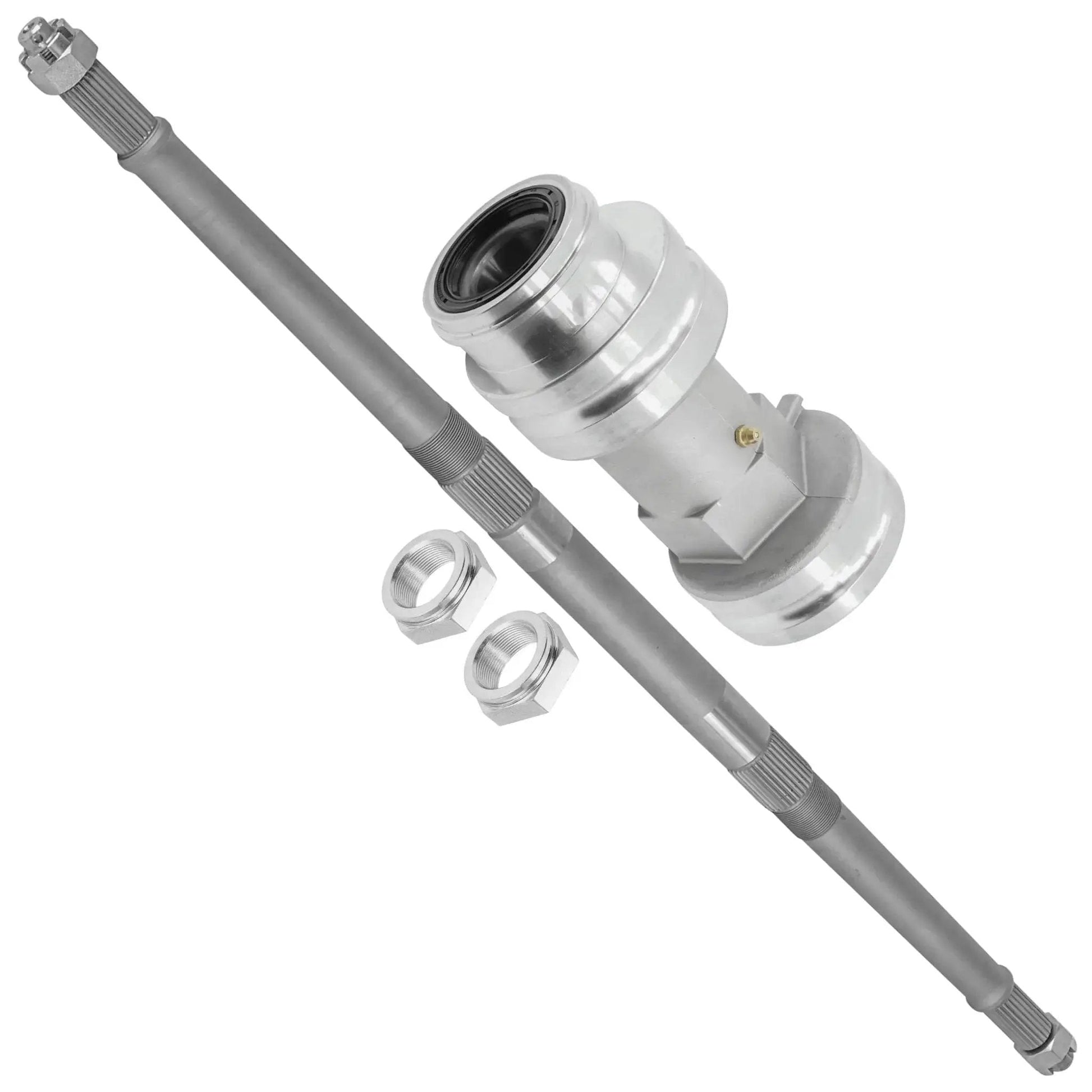 Rear Axle Shaft Bearing Housing Carrier Hub for Polaris ATV Replacement with nuts and carrier hub visible