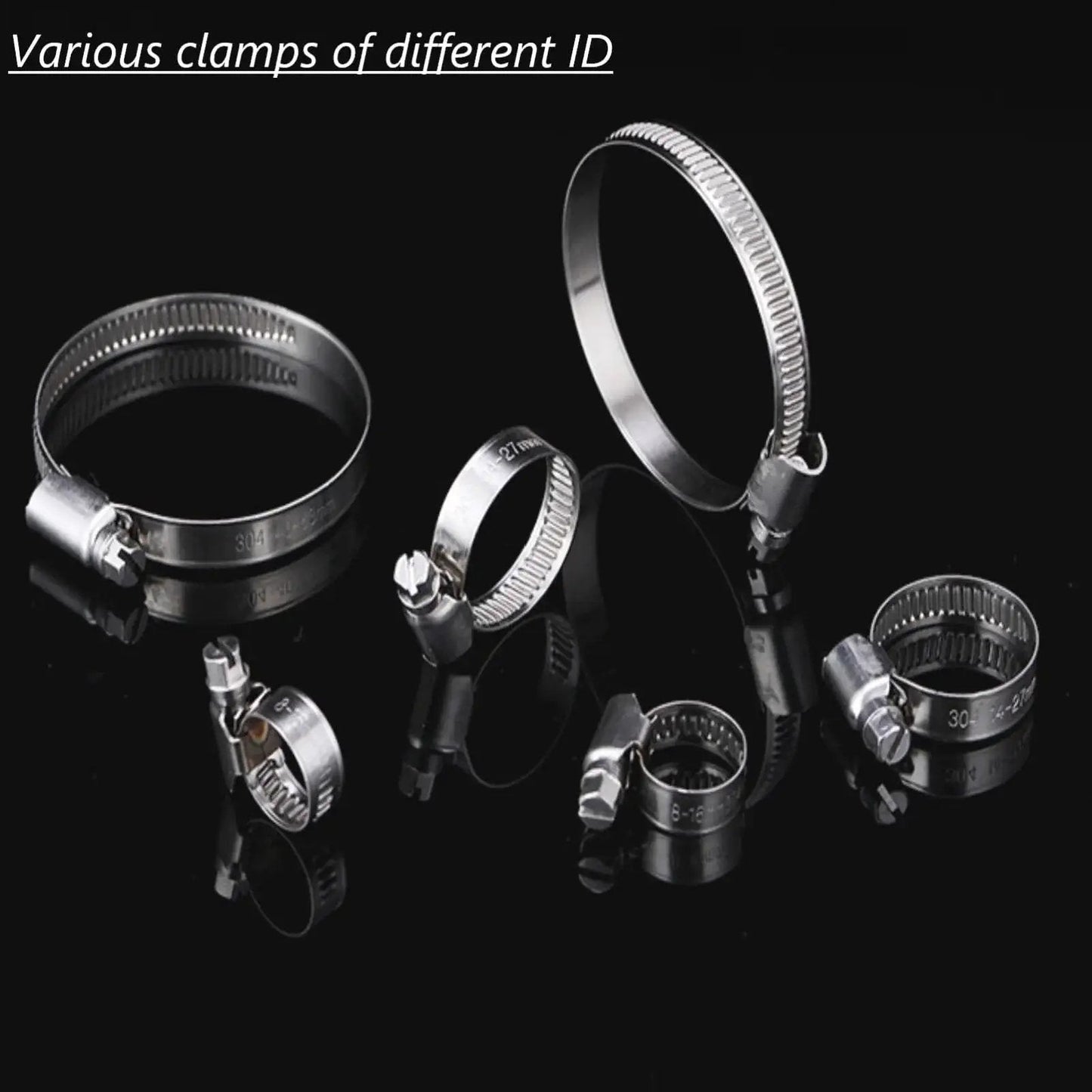 Pro Grade Heavy Duty High Pressure Hose Clamps 15 Pack 5/9 To 1-1/10 Inch Adjustable Worm Gear Drive 304 Stainless Steel Band
