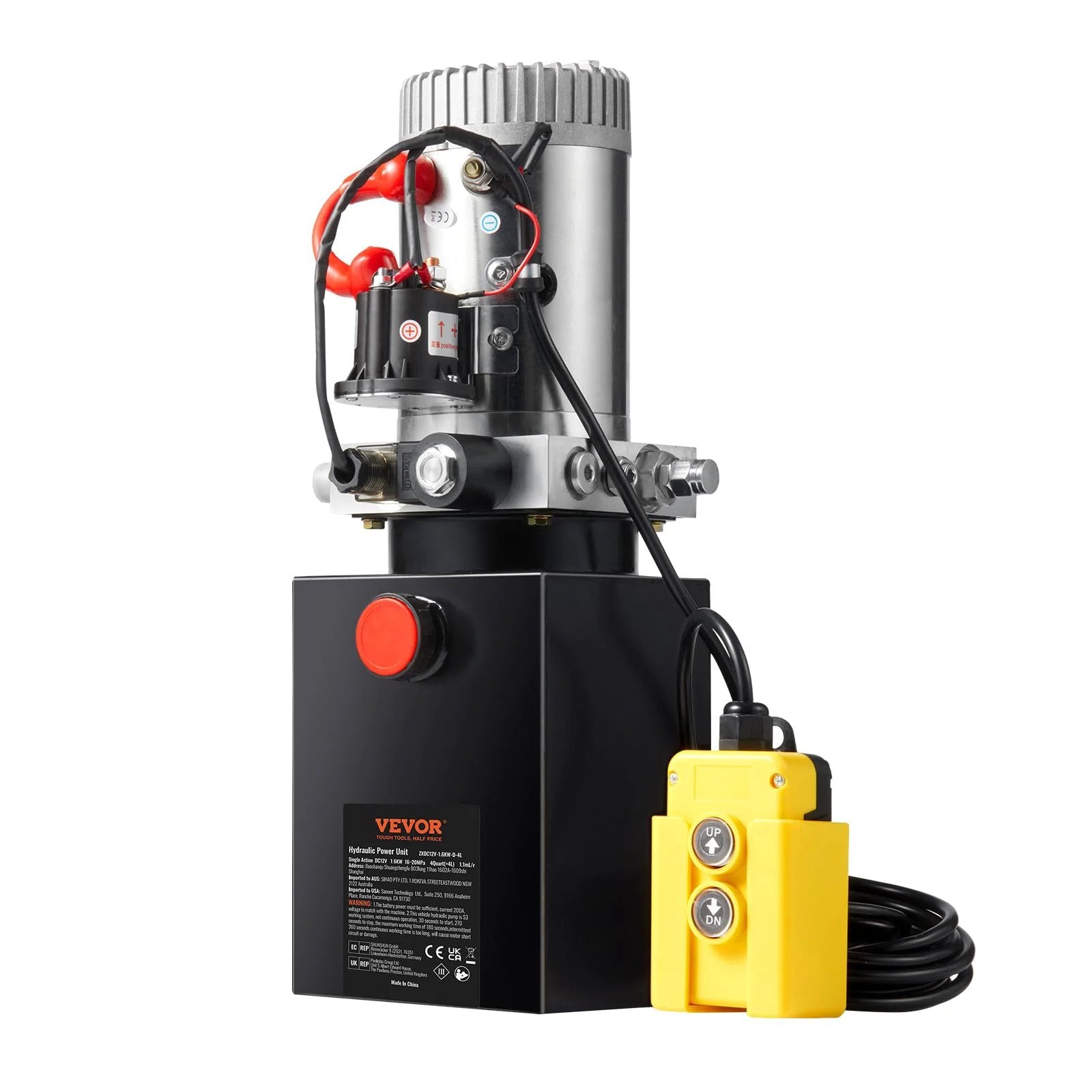 Heavy Duty 12V Hydraulic Pump Power Unit For Dump Trailers With A Four Quart Tank 0.91 GPM Flow 3200 PSI Max Pressure