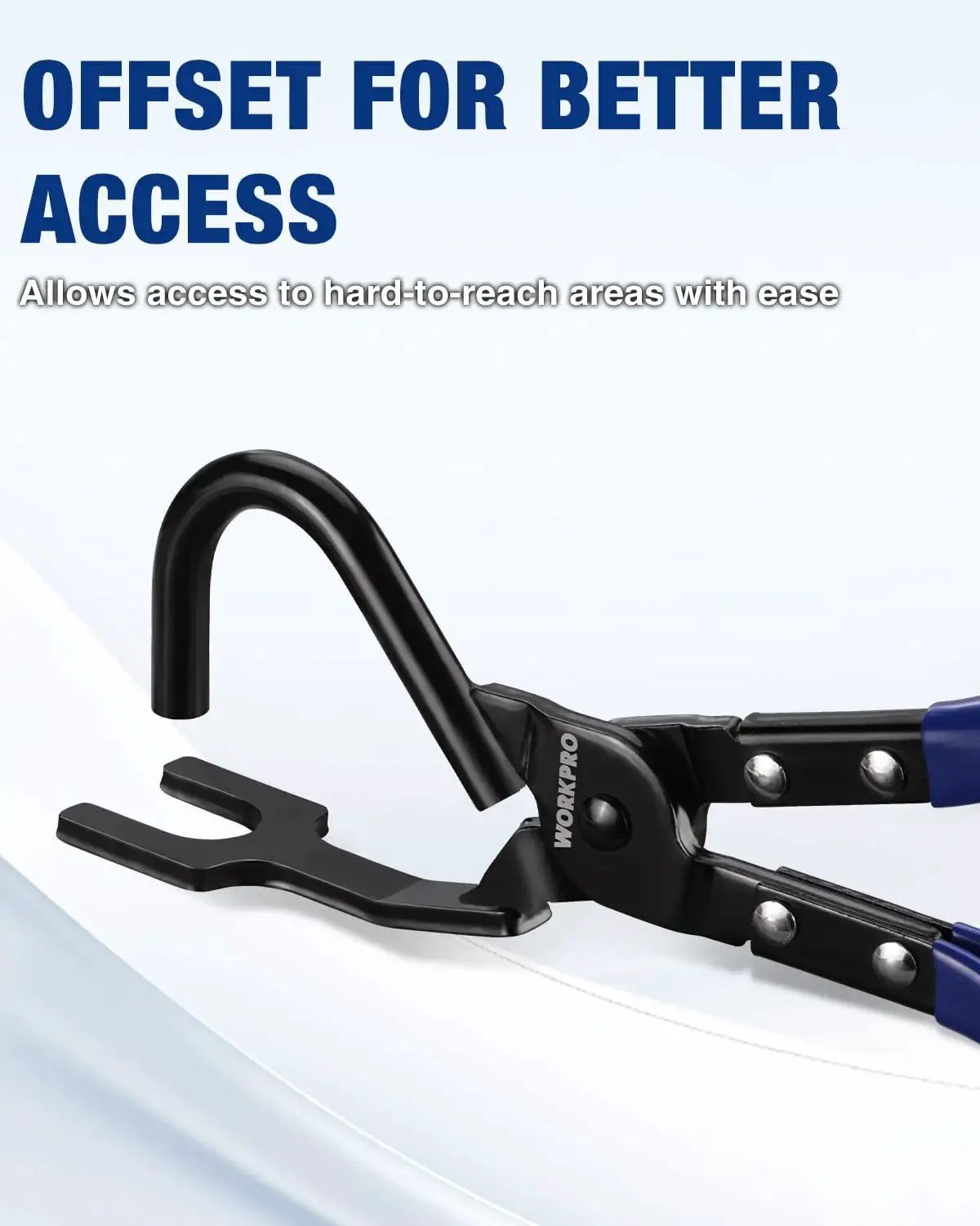 Heavy-Duty Exhaust Hanger Removal Tool With Non-Slip Grip For Rubber Hangers, shown offset for better access.