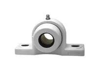 Front view of 1-1/4 in White Zinc Wide Set Screw Pillow Block with Plastic Insert, Pack of 2, Mounted Bearing Housing for Shaft Support