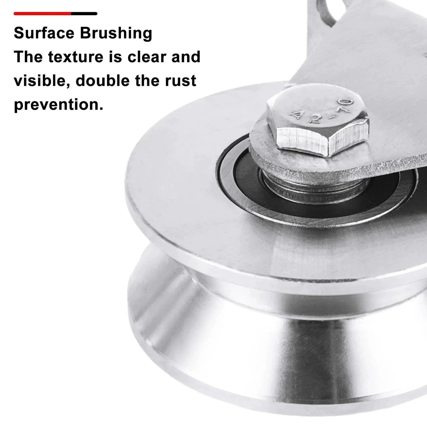 Large 68mm V Groove Pulley Wheel With 304 Stainless Steel Silent Pulley Block And Duplex Bearings, close-up view showing texture.