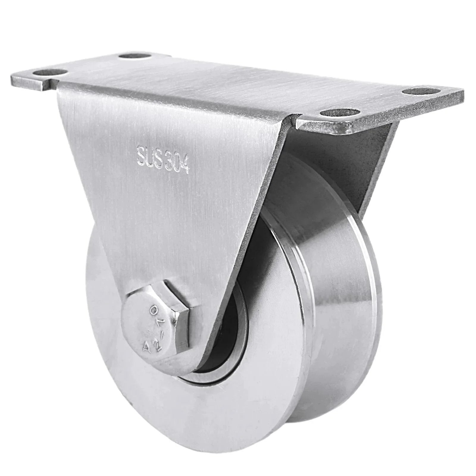 Large 68mm V Groove Pulley Wheel With 304 Stainless Steel Silent Pulley Block And Duplex Bearings, side view