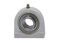 1-1/8 in Stainless Set-Screw Tap Bearing with White Plastic Tap-Base Housing, Single Sealed Ball Unit for Linear Slide Systems, Drawer Slides, Faucet Repair and Appliance Pivot