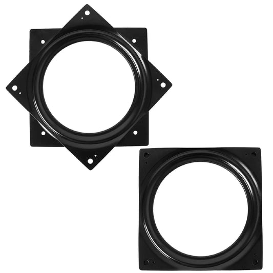 2 Pack 6 Inch Black Steel Lazy Susan Turntable Bearings, Heavy Duty Square Rotating Trays with Smooth 360 Spin, 500 lb Load Capacity, Low Profile Design for Cabinets, Chairs, Monitors, Crafts and DIY Use