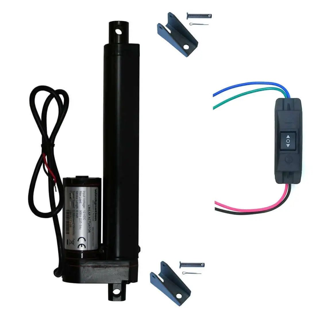 6 Inch Stroke 12V Linear Actuator With 225 Lbs Thrust, Includes Momentary Up Down DPDT Switch And Mounting Brackets