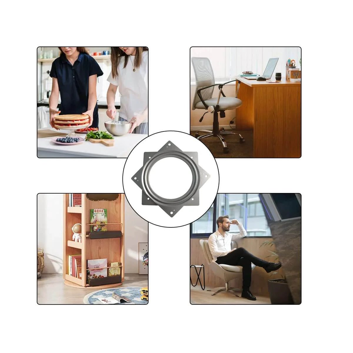1 Pc 6 Inch Square Lazy Susan Turntable Bearing, Galvanized Steel Swivel Plate for kitchen, office, and furniture use