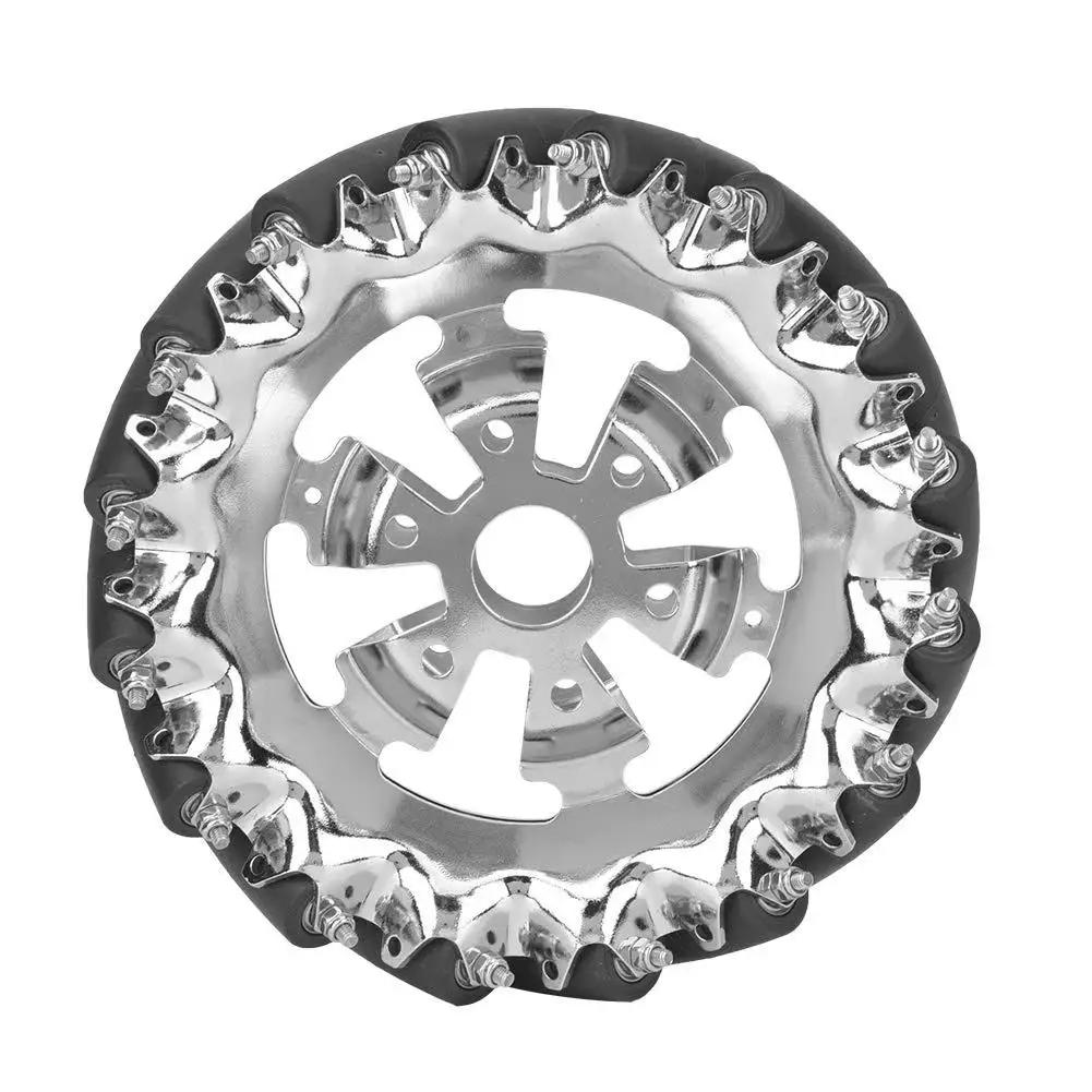 6 Inch Mecanum Wheel With Metal Hub And 16 TPU Rubber Rollers For Omnidirectional Robot Motion In Industrial Robots And DIY Car Kits, front view