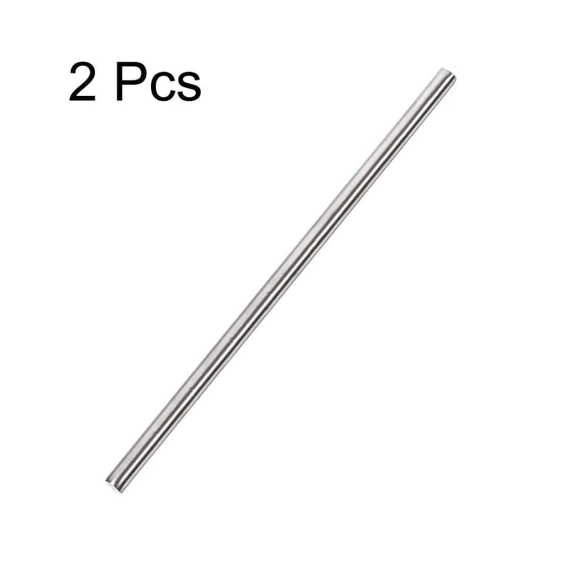 6mm x 250mm 304 Stainless Steel Solid Round Rod for DIY Craft - 2pcs showing two metal rods on white background