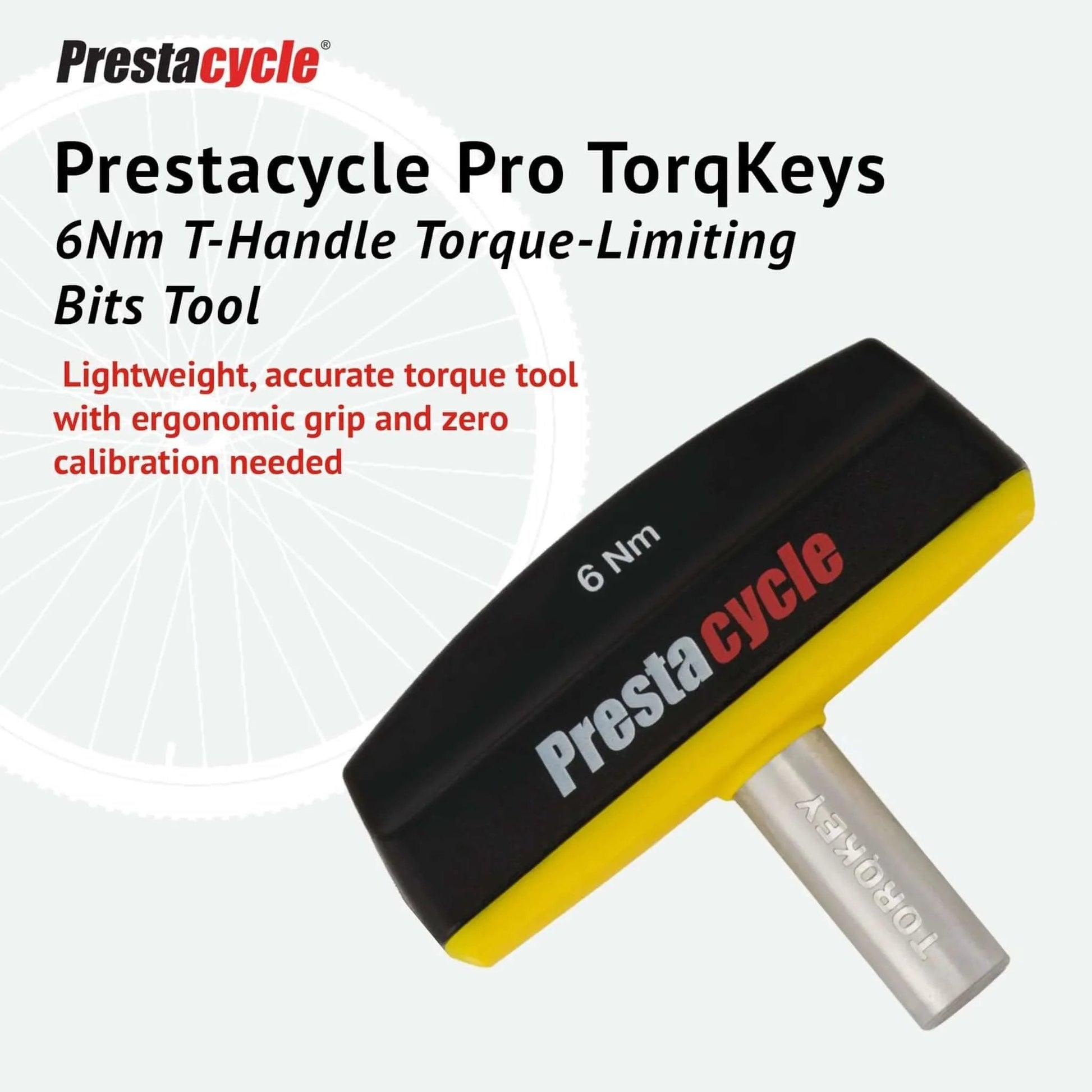 6Nm T-Handle Torque Limiting Tool with ergonomic grip, magnetic 1/4" hex bit retention, durable zinc shaft, brand logo visible