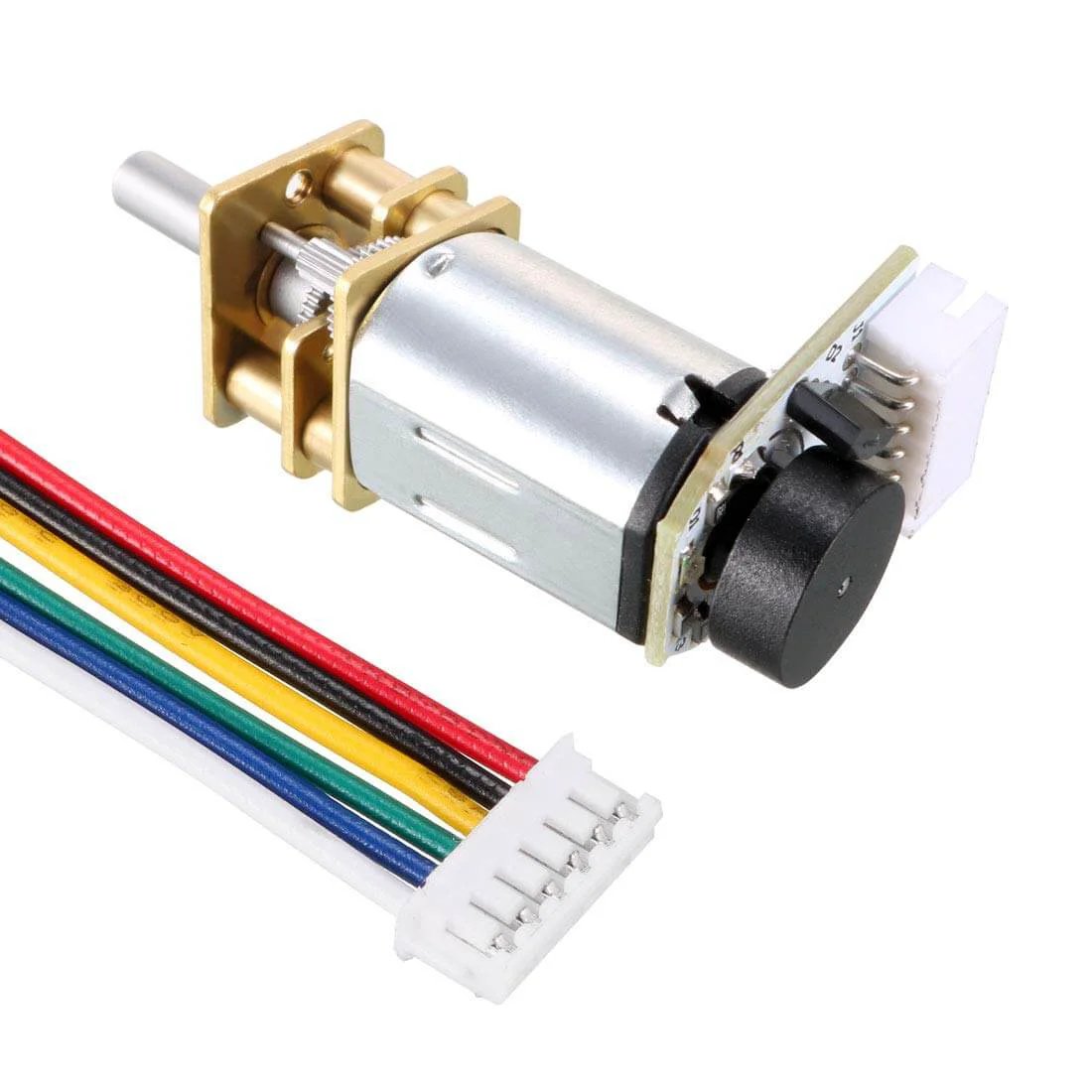 6V 1000RPM DC Gear Motor with Encoder Speed Velocity Measurement for Mini Car Balance Motor Encoder DIY, shown with wiring harness
