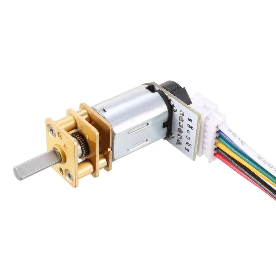 6V 1000RPM DC Gear Motor with Encoder Speed Velocity Measurement for Mini Car Balance Motor Encoder DIY, silver and gold casing
