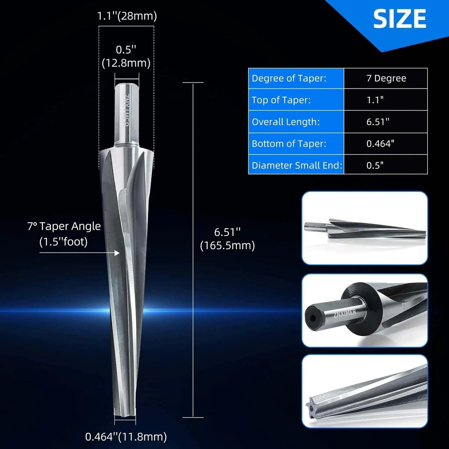 7 Degree Tapered Ball Joint Reamer Tool For One And A Half Inch Pipe Universal Reamer Drill Bit made of 6542 High Speed Tool Steel