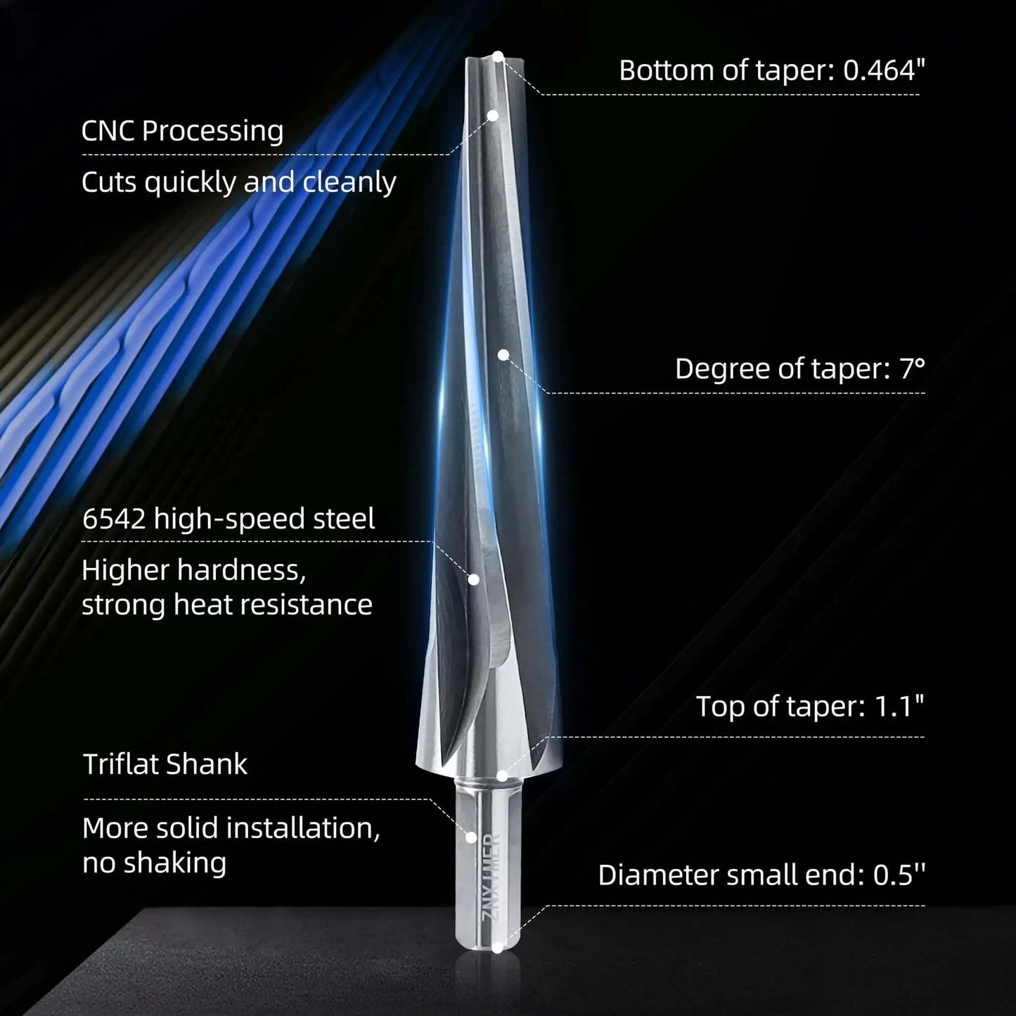 7 Degree Tapered Ball Joint Reamer Tool For One And A Half Inch Pipe Universal Reamer Drill Bit Made Of 6542 High Speed Tool Steel