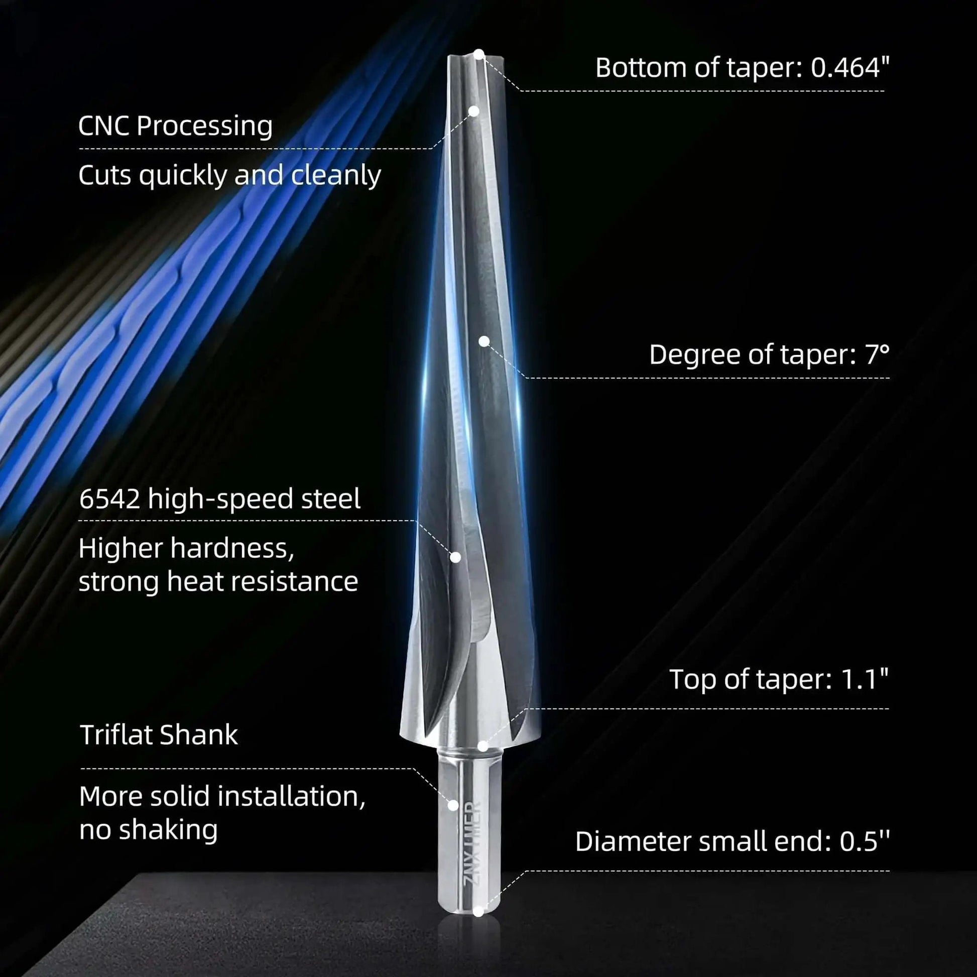 7 Degree Tapered Ball Joint Reamer Tool For One And A Half Inch Pipe Universal Reamer Drill Bit Made Of 6542 High Speed Tool Steel