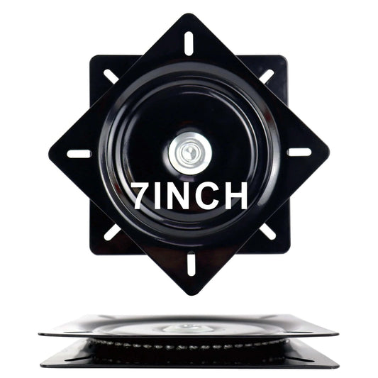 2 Pack 7 Inch Square Lazy Susan Turntable Bearings, Heavy Duty Zinc Plated Swivel Hardware for Tables, Chairs, Bar Stools and Furniture, Smooth Rotation, Strong Load Capacity, Black Replacement Plates