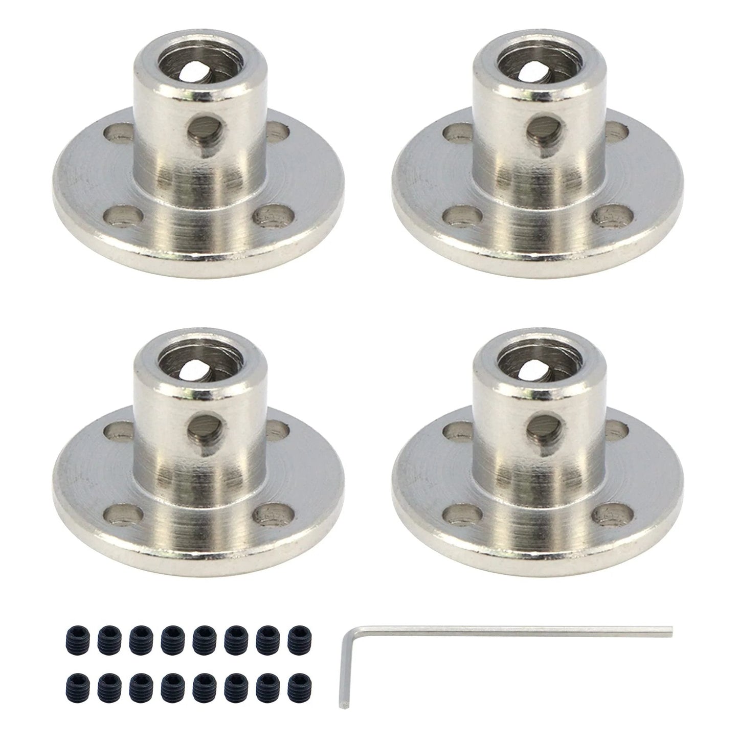 4 Pack 6mm Rigid Flange Shaft Couplings With Mini Hex Wrench And Screws For CNC Motors And DIY Projects 10mm Outer Diameter 6mm Inner Diameter 22mm Base Diameter 10mm Cylinder Height