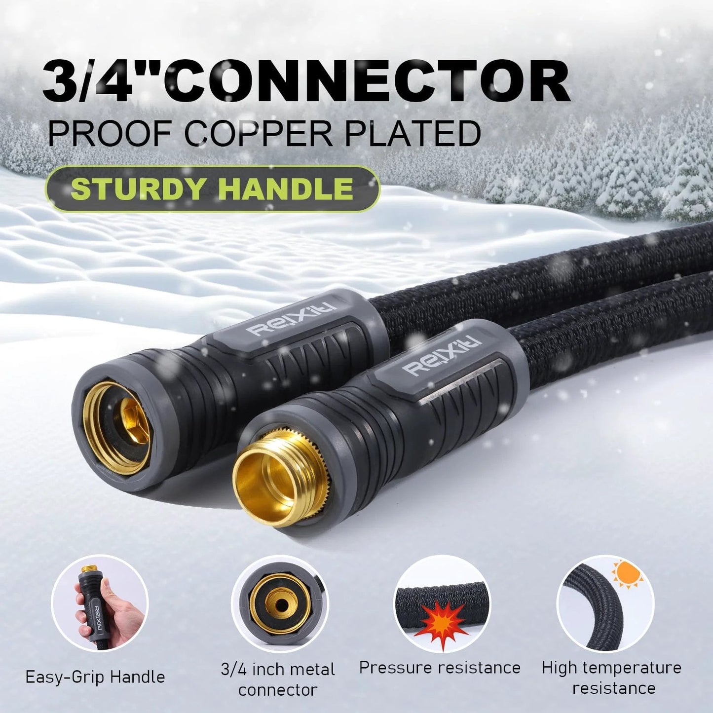 Ultra Lightweight Non Expanding Garden Hose With 10 Function Sprayer Leak Proof And Burst Resistant features 3/4 inch connectors.