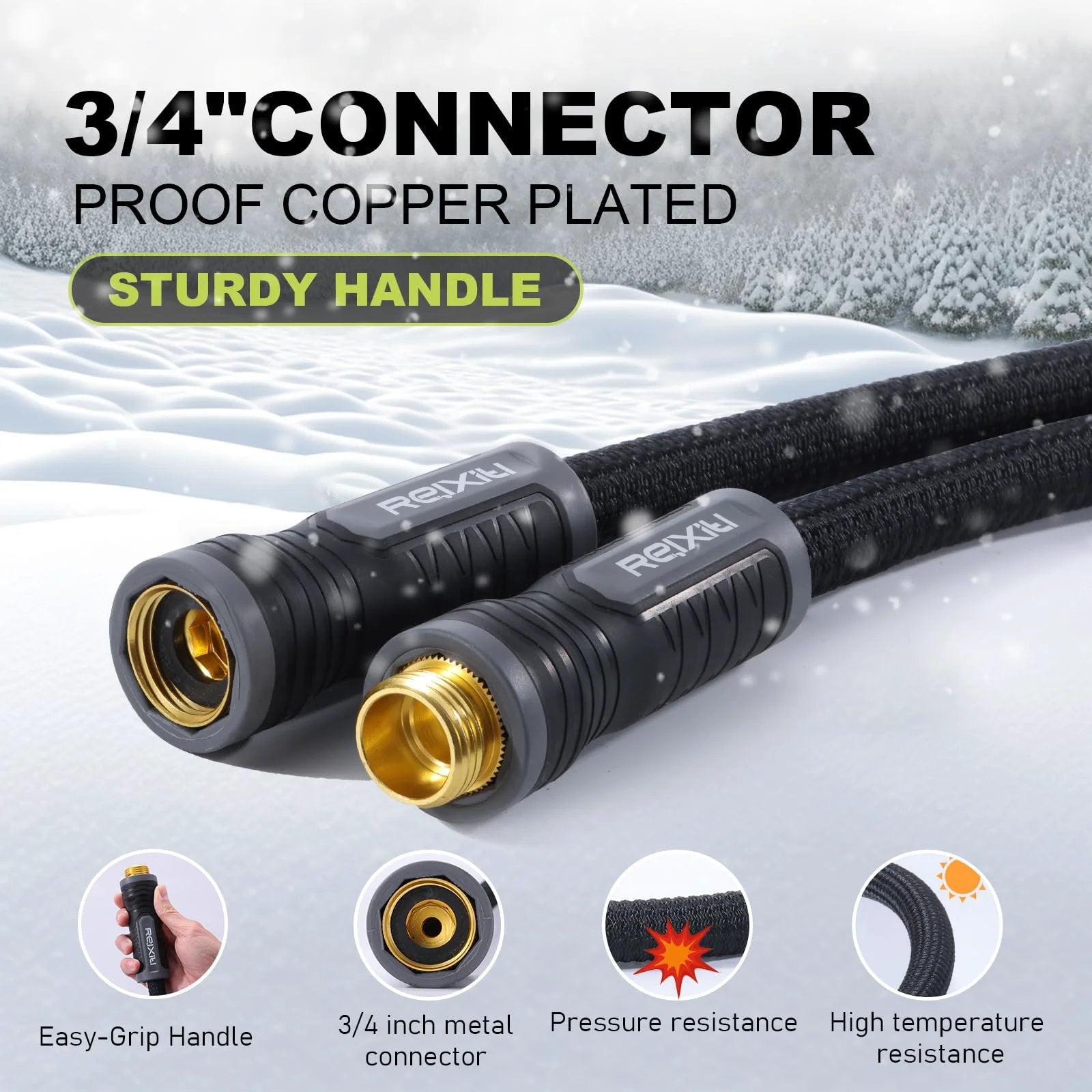 Ultra Lightweight Non Expanding Garden Hose With 10 Function Sprayer Leak Proof And Burst Resistant features 3/4 inch connectors.