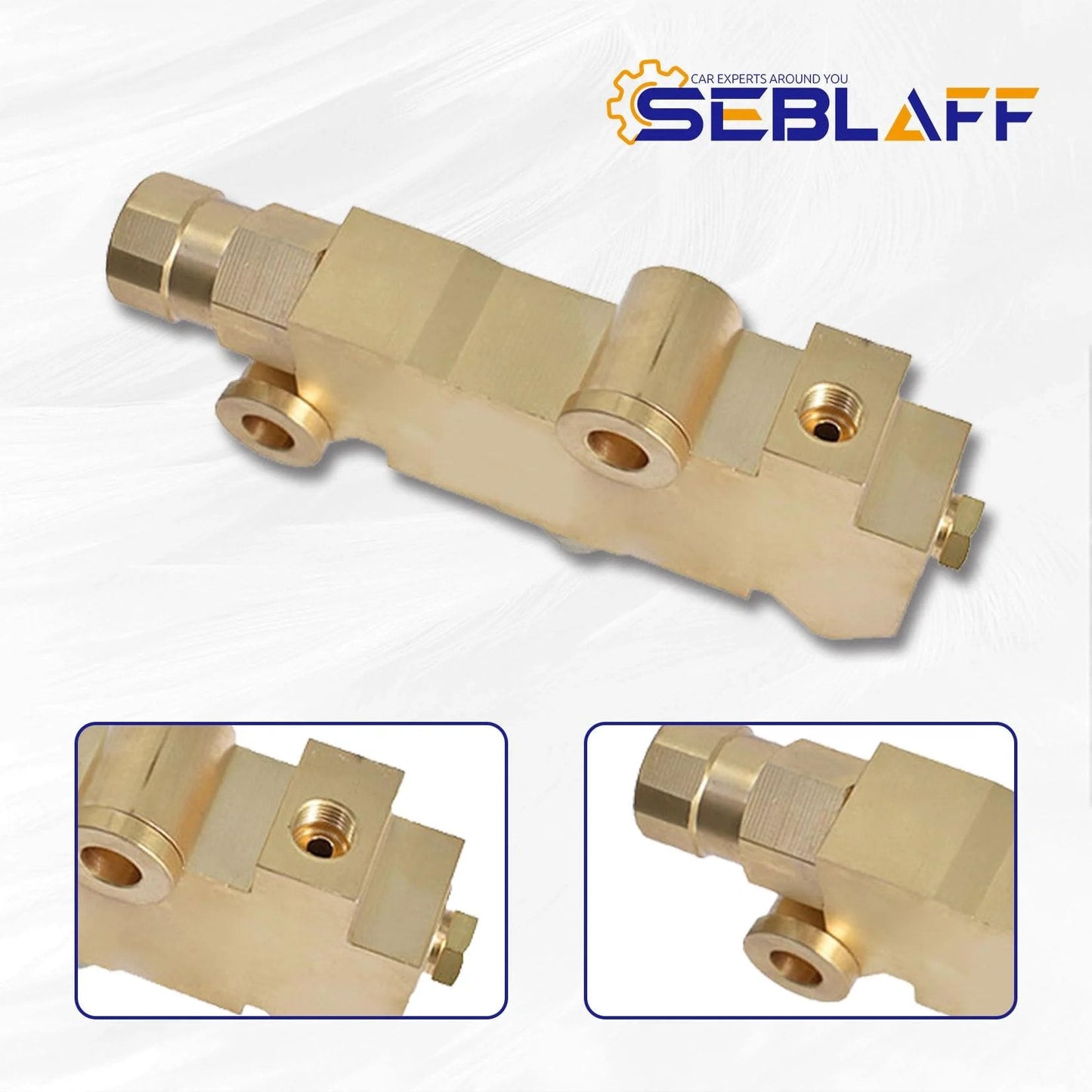 Disc Brake Proportioning Valve Kit PV4 For 1964 1974 Chevrolet Monte Carlo Nova And El Camino Front Disc Rear Drum Brakes Replacement Solid Brass Heavy Duty For Street Rods Old School Classic Cars And Trucks, shown in solid brass material, close-up views.