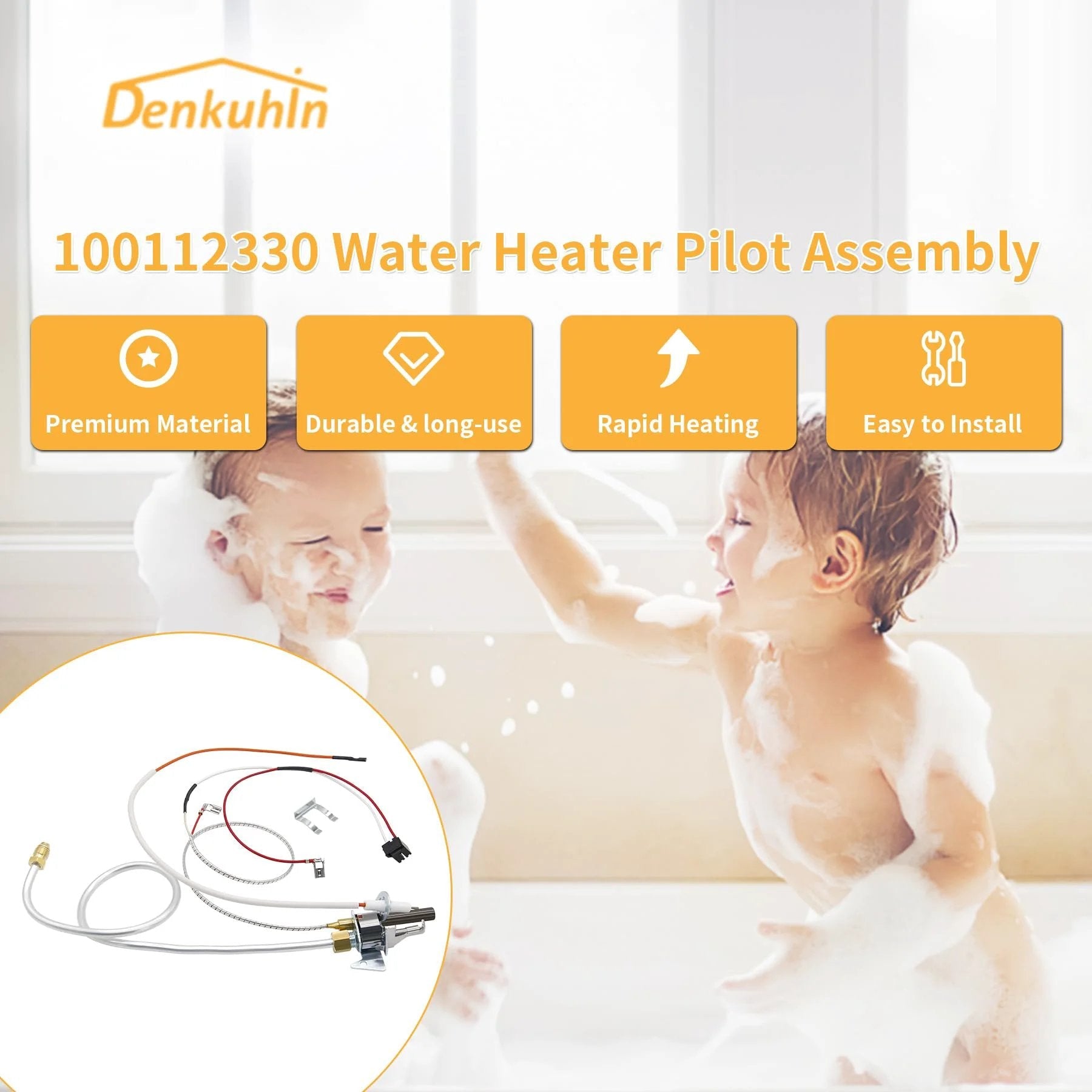 Water Heater Pilot Assembly With Thermopile 100112330 Replacement Fits Whirlpool 300 And 301 Series Water Heaters