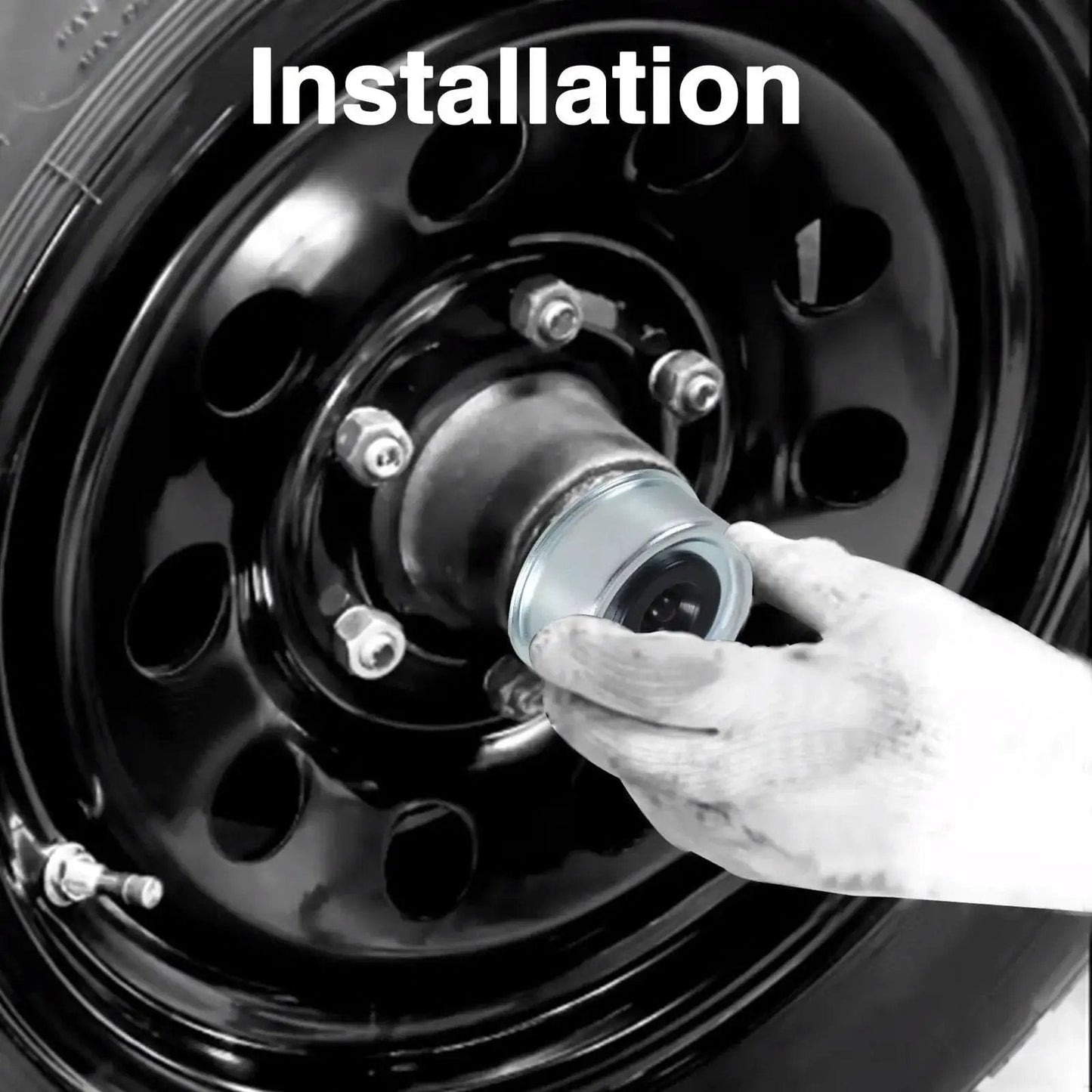 Beefy Heavy Duty Trailer Wheel Hub Cup Set 4 Pack With Axle Grease Covers And Dust Caps for Dexter EZ Lube 5200 To 6000 Lbs Axles installation