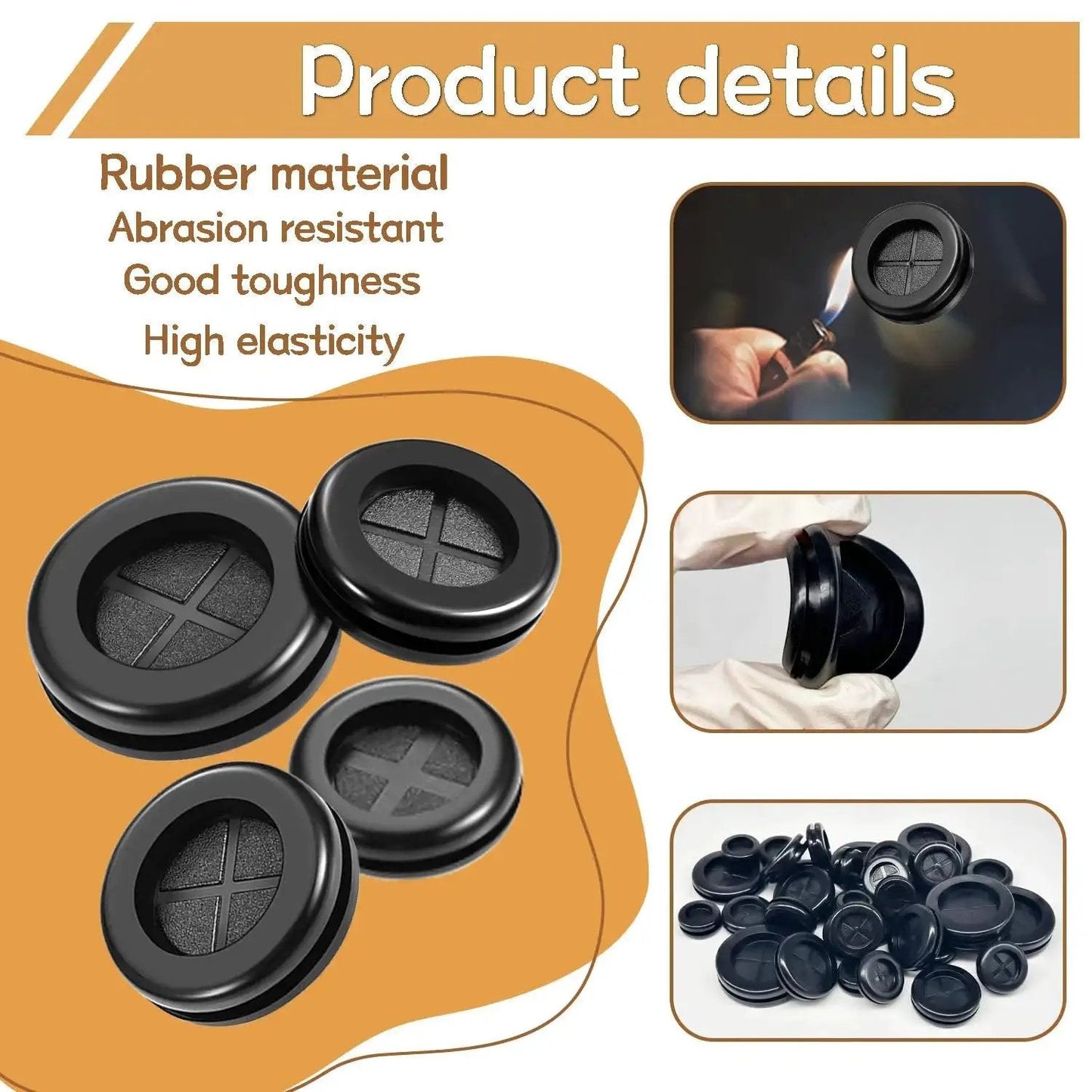 44 Piece Rubber Grommet Kit For Wiring And Firewall Applications with abrasion resistant and high elasticity rubber material details