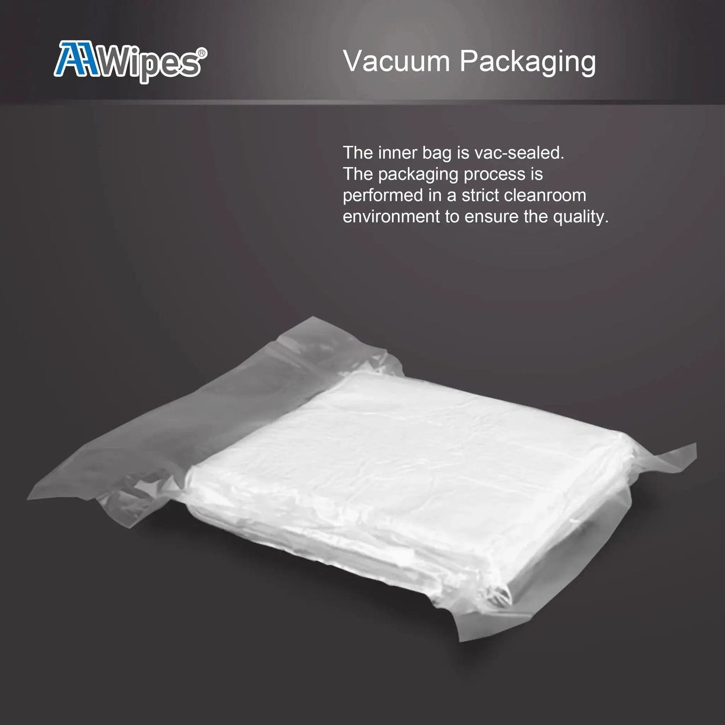 Vacuum-sealed Ultra Soft Cleanroom Cloth Wipes 6x6 Inch 150 Count Polyester Microfiber in packaging.