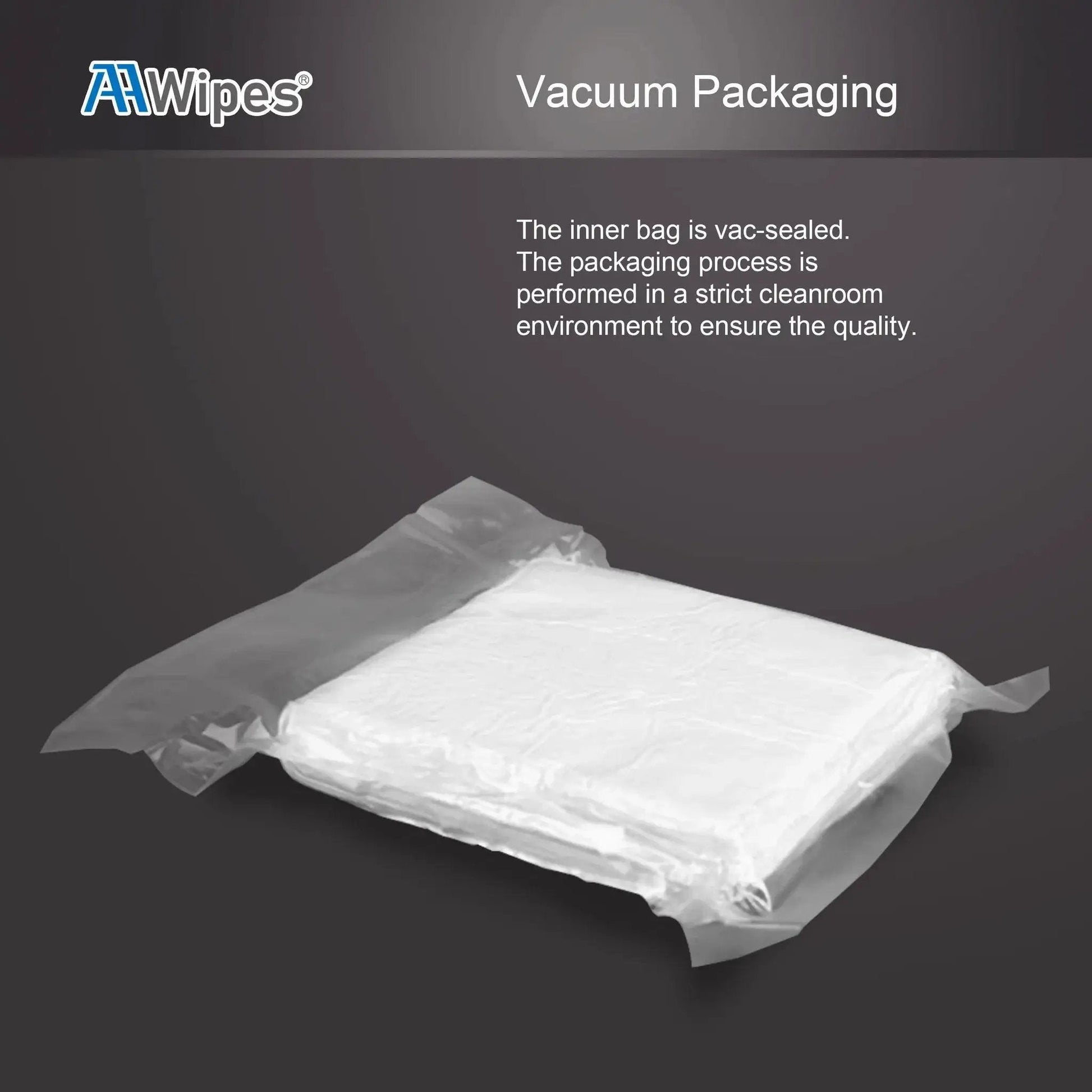 Vacuum-sealed Ultra Soft Cleanroom Cloth Wipes 6x6 Inch 150 Count Polyester Microfiber in packaging.