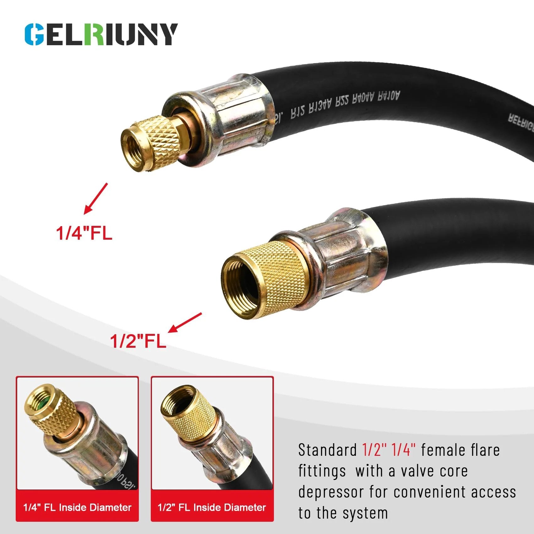 Upgrade Half Inch HVAC Vacuum Hose With High Flow Vacuum Certified Refrigerant Hose And Half Inch To Quarter Inch Flare Fittings