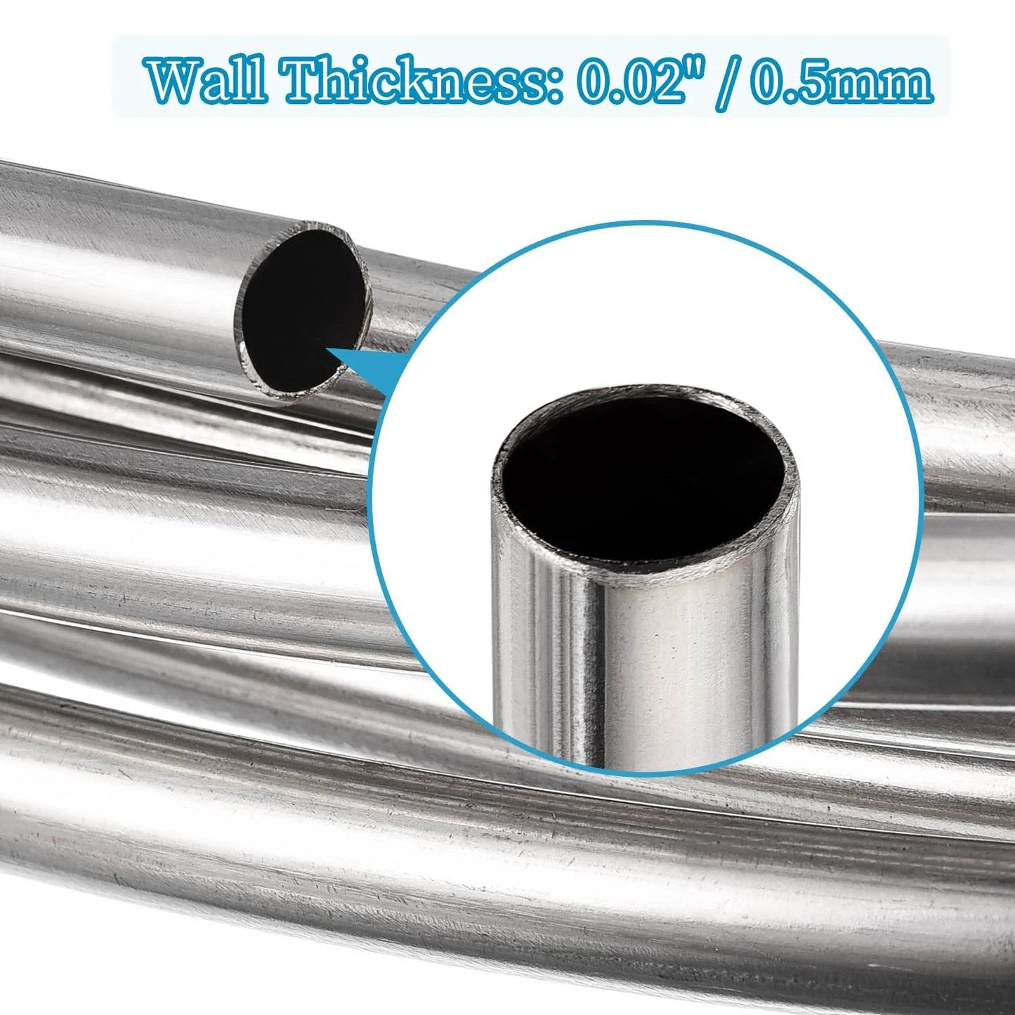 Heavy Duty Stainless Steel Tubing Coil One Quarter Inch By 25 Foot 304 Welded, Corrosion Resistant, Bendable with wall thickness detail