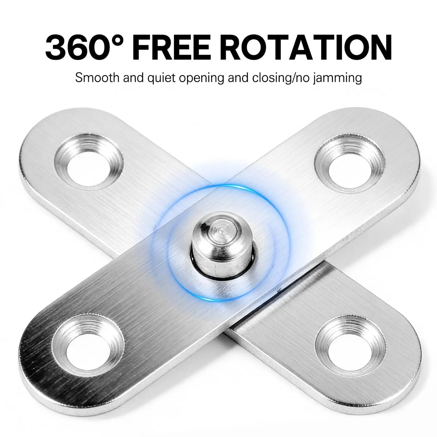 20 Pack Pivot Hinge With 360 Degree Rotation Hidden Door Hinge in stainless steel showing 360° free rotation capability.