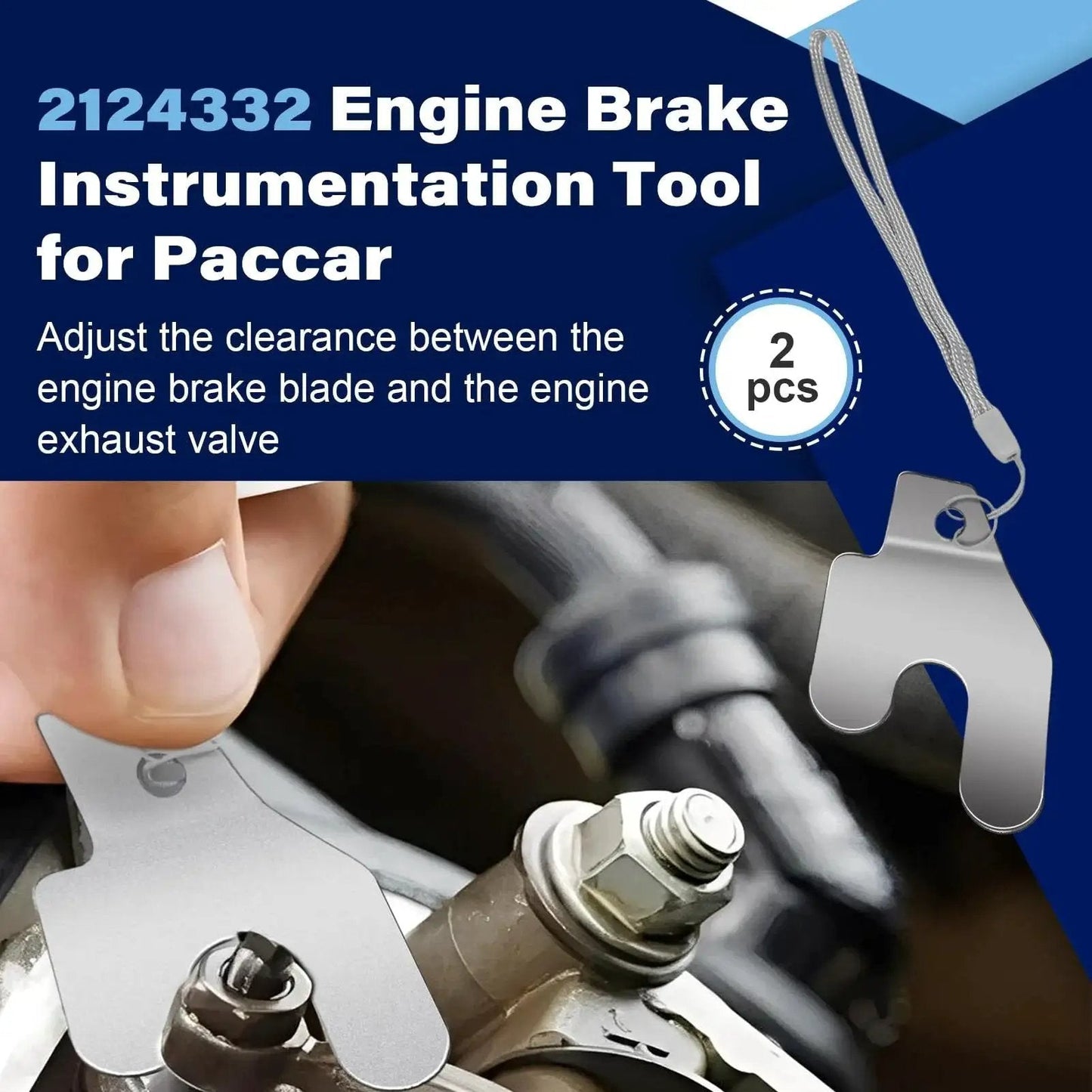 Two Piece Engine Brake Instrumentation Tool Set For Paccar 2124332 With Lanyards Feeler Gauge 0.7mm 0.028 Inch Fit