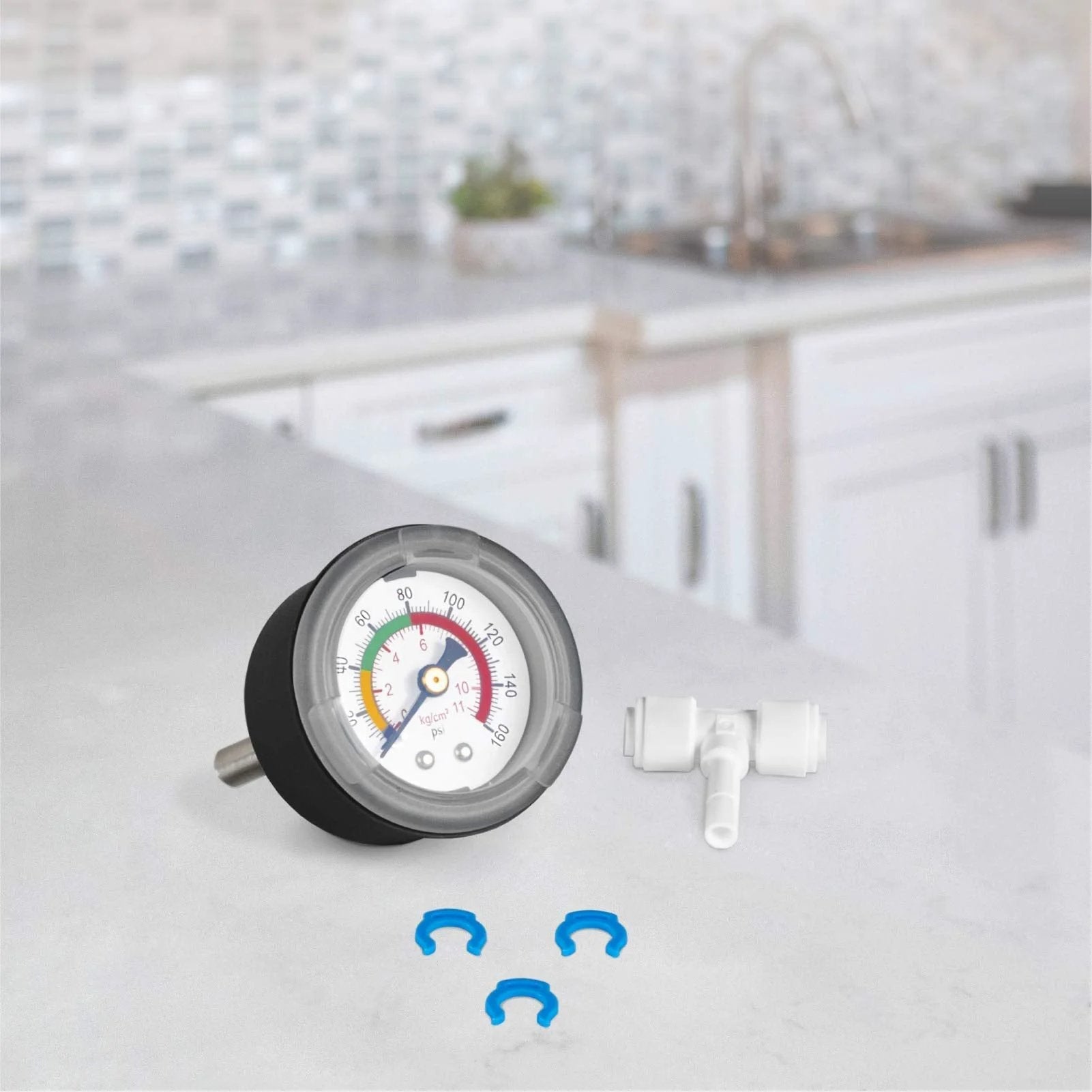 Home Water Pressure Gauge For Reverse Osmosis Systems 160 PSI Monitor With T Stem Adapter Easy Install For RO Filtration And Water Filters