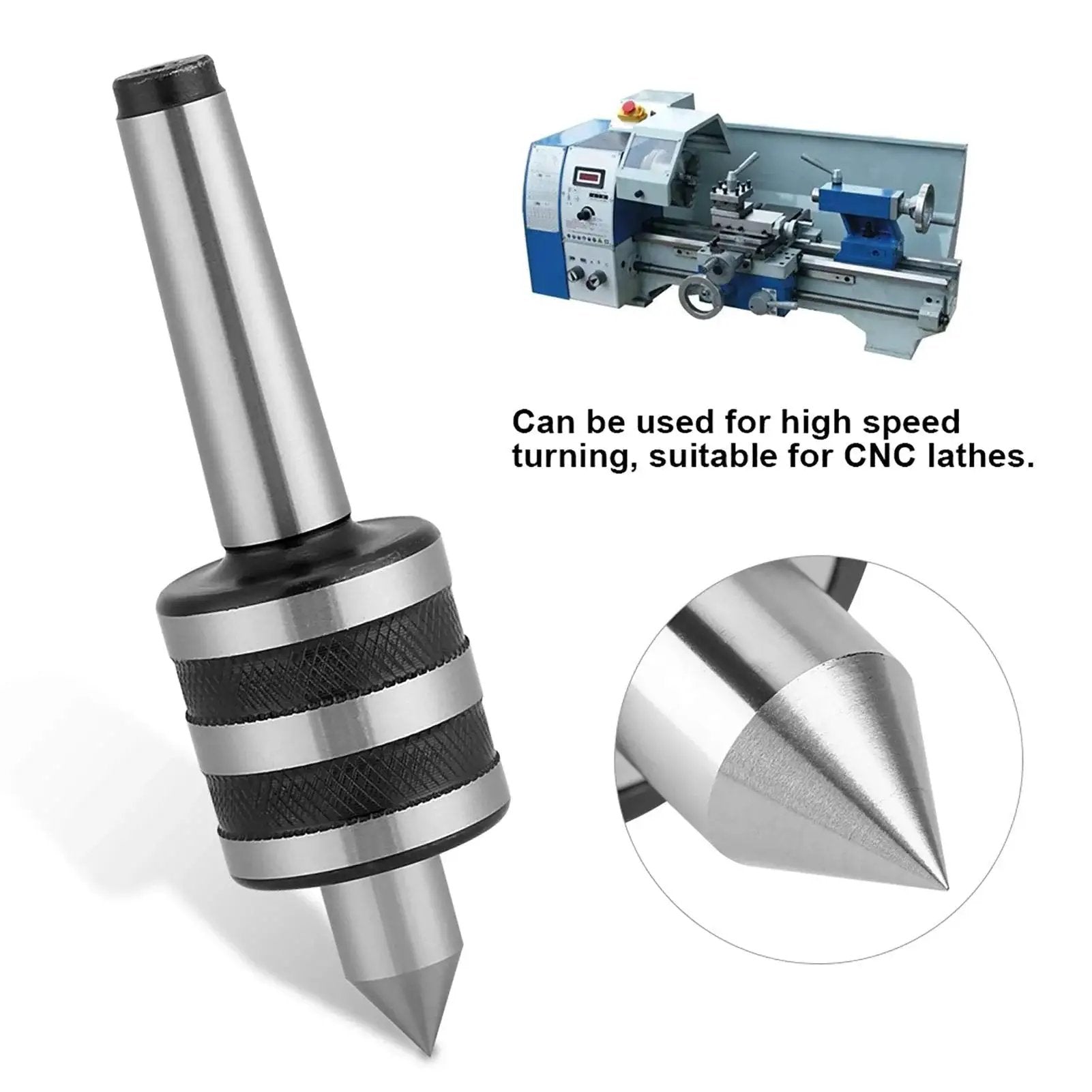MT2 Lathe Live Center Pro Grade High Accuracy 0.0004 Inch 60 Degree Tip For Wood And Metal Turning Built From Premium 40Cr Bearing Steel