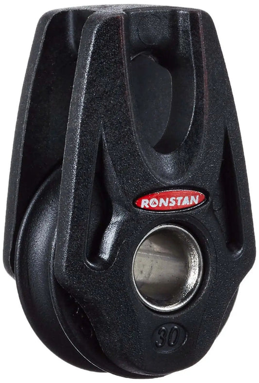 Series 30 sealed ball bearing orbit block single becket lashing head, lightweight marine fit for dinghies and small yachts, black finish