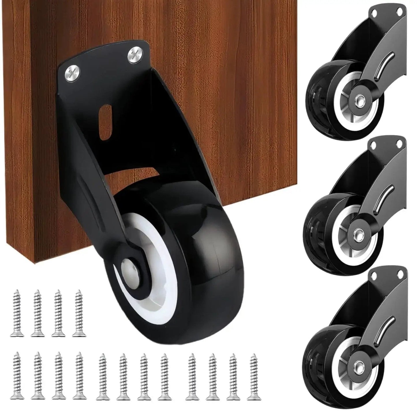 4-Pack 2-Inch Gate Wheels With Vertical Mount Anti-Sag Support For Dropping Wooden Doors And Furniture, Anti-Friction Casters