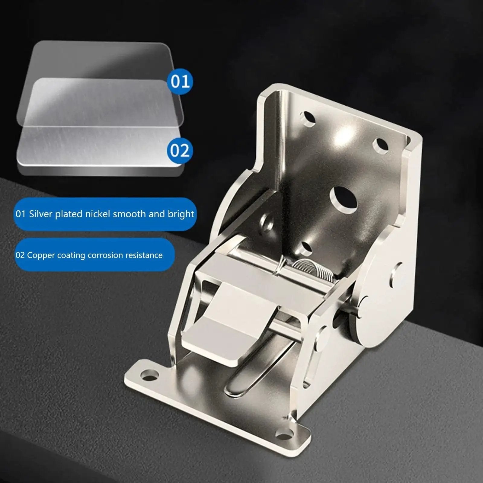 Industrial Locking Hinges With 180 Degree Foldable Leg Brackets For Tables, Beds And Workbenches, Heavy Duty Folding Hardware