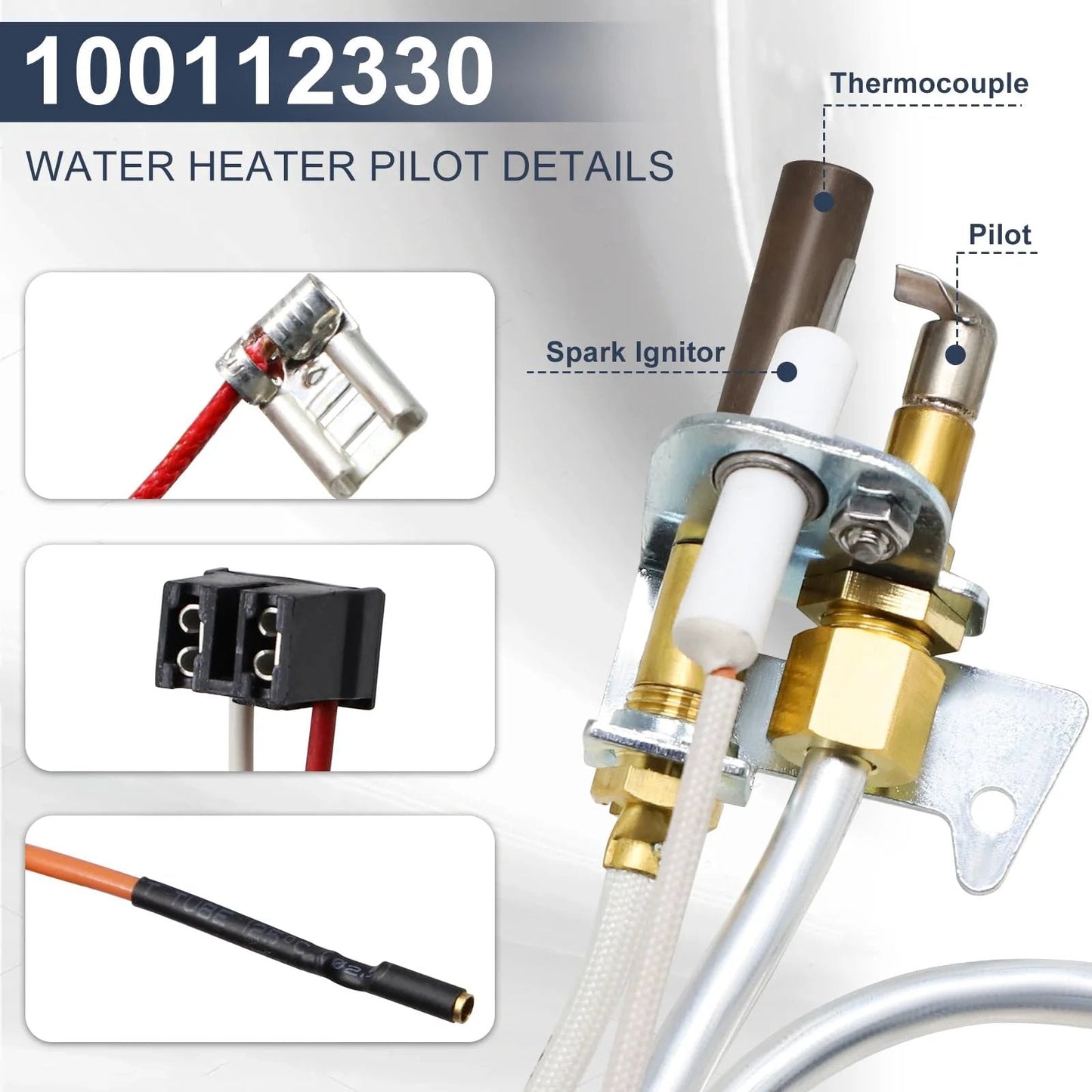 Water Heater Pilot Assembly Replacement for 9007876 9007877 4067826 Thermopile Compatible With Reliance AOSmith