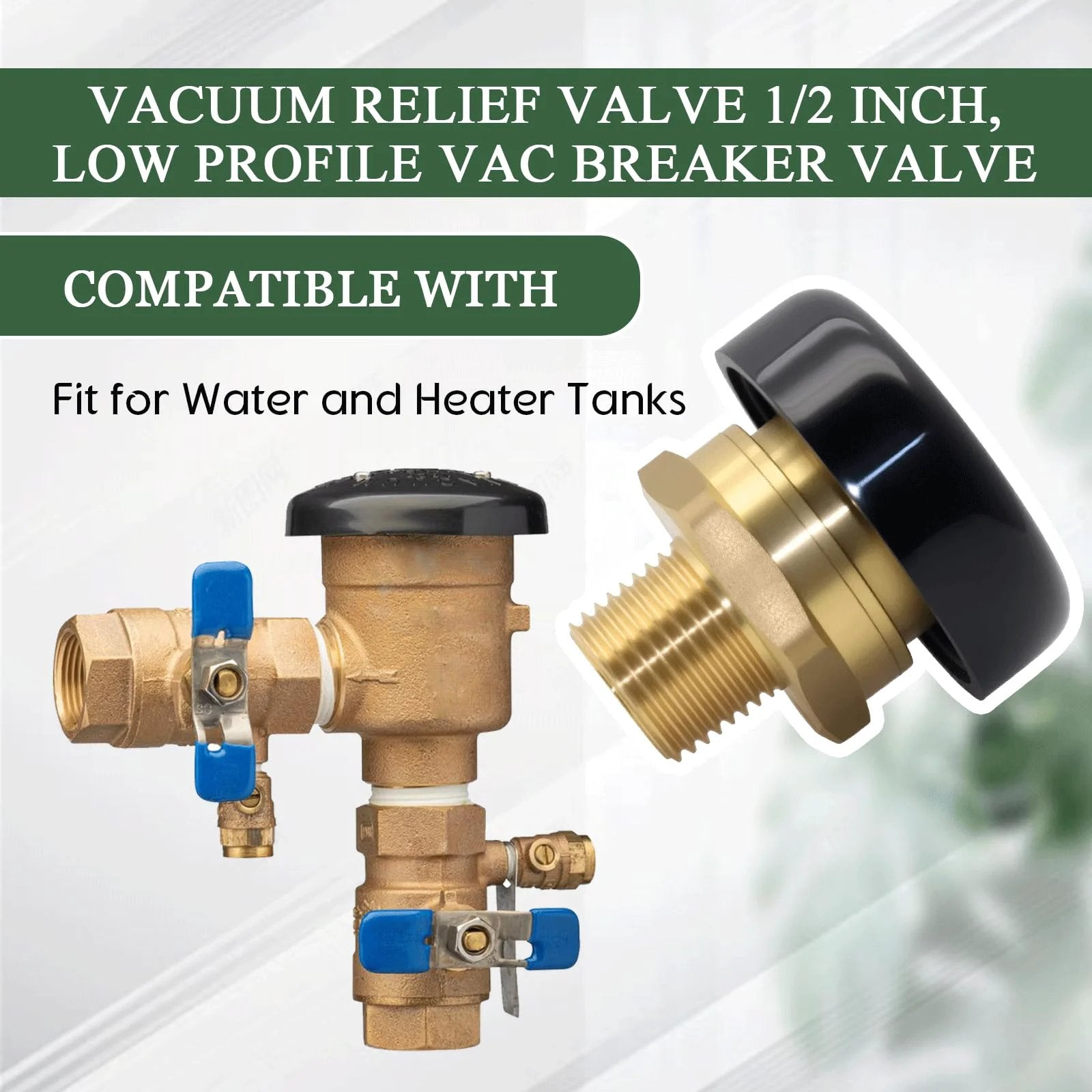 Low Profile Vacuum Relief Valve Half Inch Vac Breaker For Water Heaters And Tanks No Fuss Install Replacement For LFN36 M1