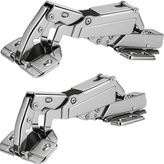 175 Degree Frameless Cabinet Door Hinges With 48mm Concealed Cup Hydraulic Soft Close Adjustable Nickel Plated Steel Dampers