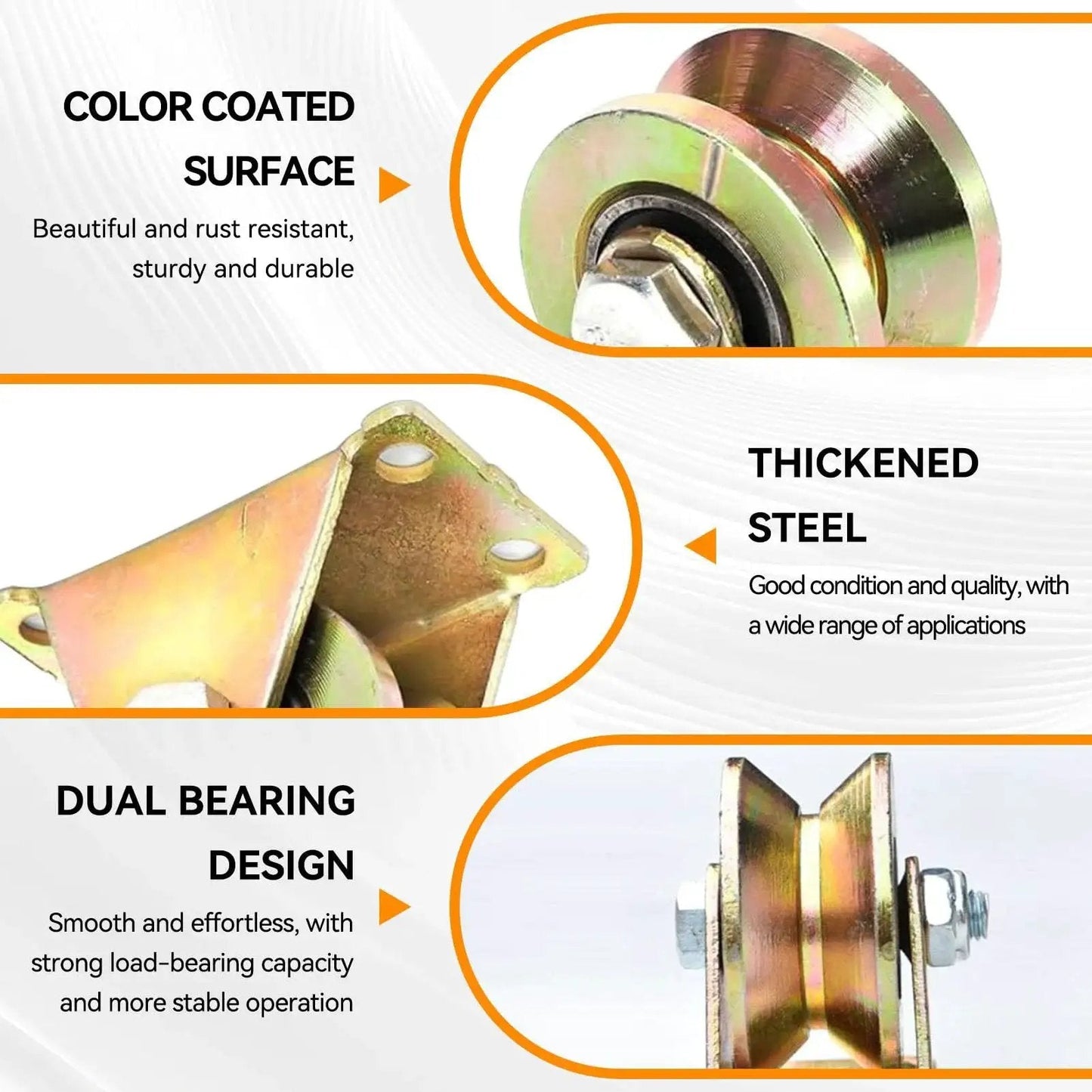 Eight Pack Beefy 2 Inch V Groove Wheel Casters, Heavy Duty Rigid V Shape Bracket Roller with Color Coated Surface, Thickened Steel