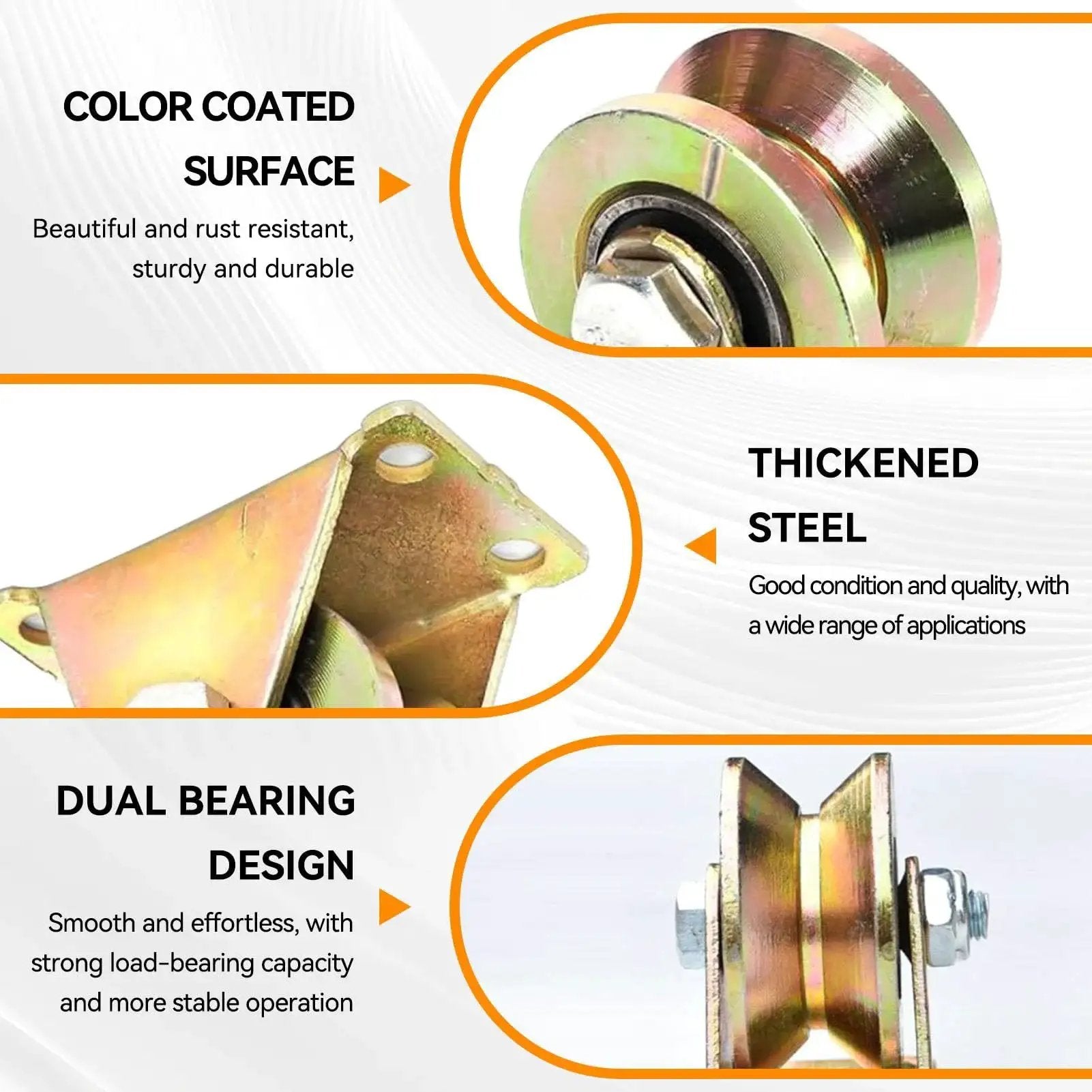 Eight Pack Beefy 2 Inch V Groove Wheel Casters, Heavy Duty Rigid V Shape Bracket Roller with Color Coated Surface, Thickened Steel