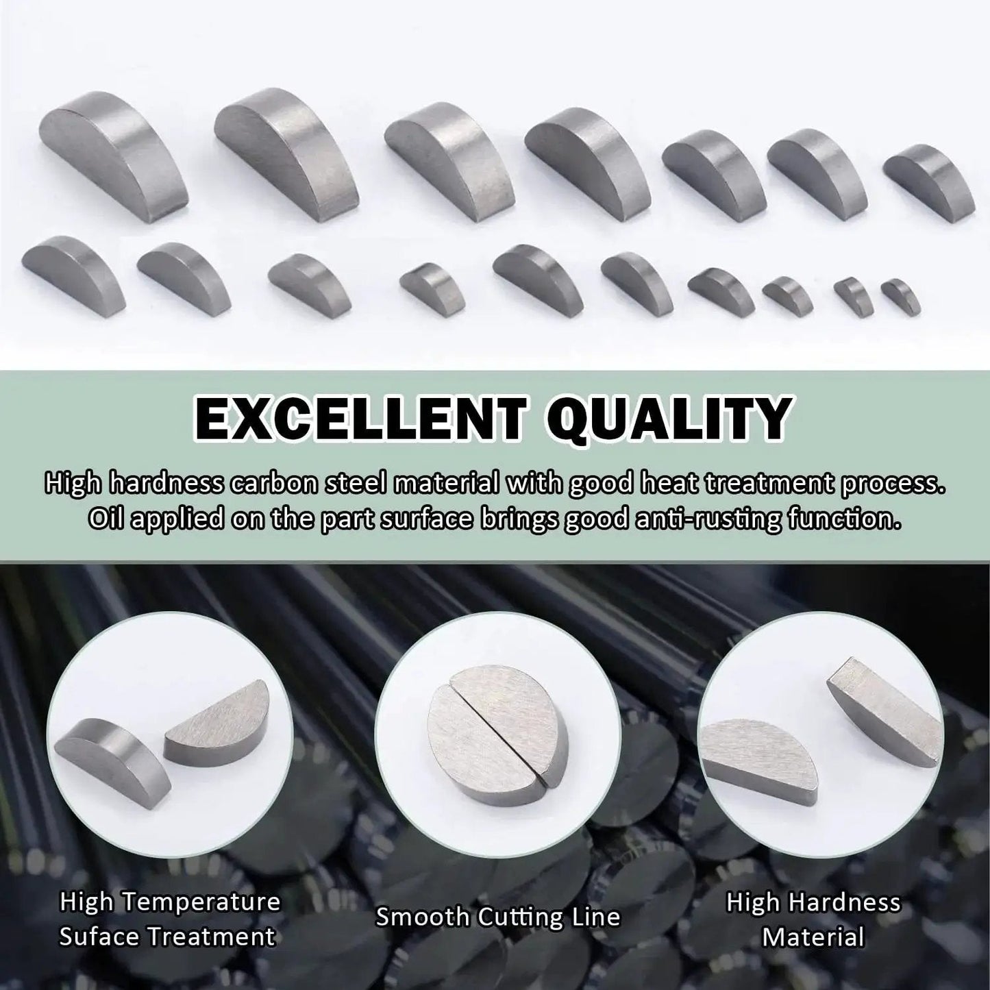 Woodruff Key Set 164Pcs Metric Assortment With 17 Sizes For Crankshafts And Machinery In Carbon Steel With Heavy Duty Wear And Corrosion Resistance Low Friction Woodruff Key Kit With Durable Performance By Boeray