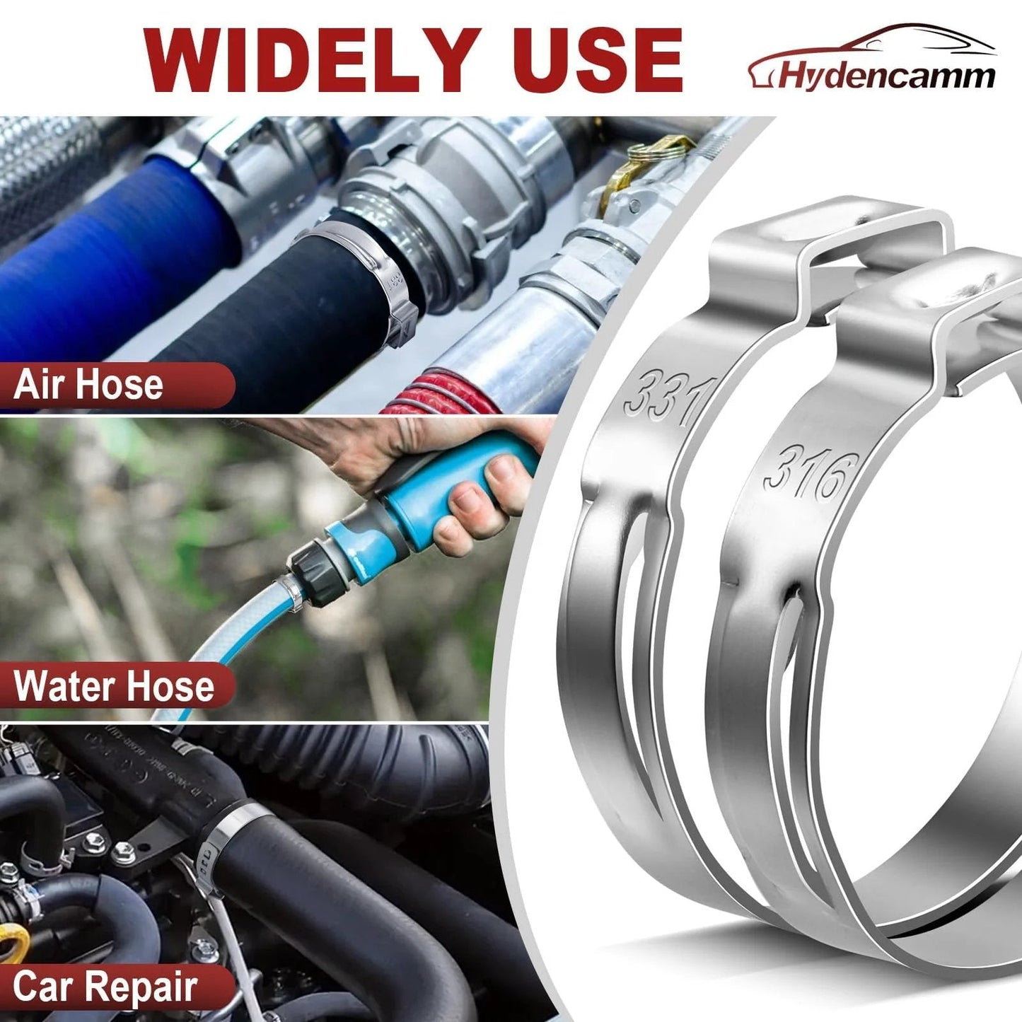 Pro Grade 370 Piece Hose Clamp Set With 15 Sizes From 5.3 To 33.1mm Single Ear No Sharp Edges Crimp Clamps In 304 Stainless Steel
