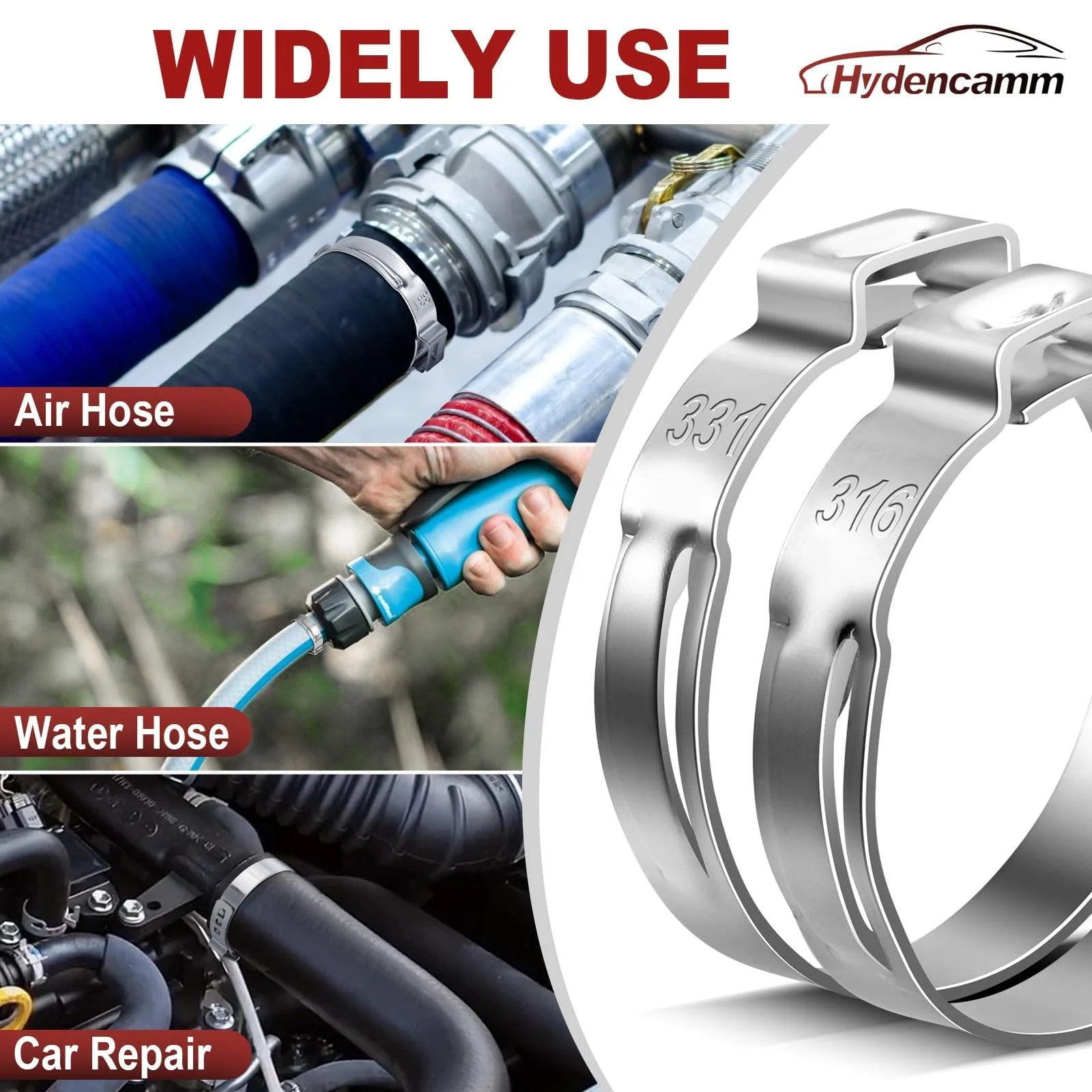 Pro Grade 370 Piece Hose Clamp Set With 15 Sizes From 5.3 To 33.1mm Single Ear No Sharp Edges Crimp Clamps In 304 Stainless Steel
