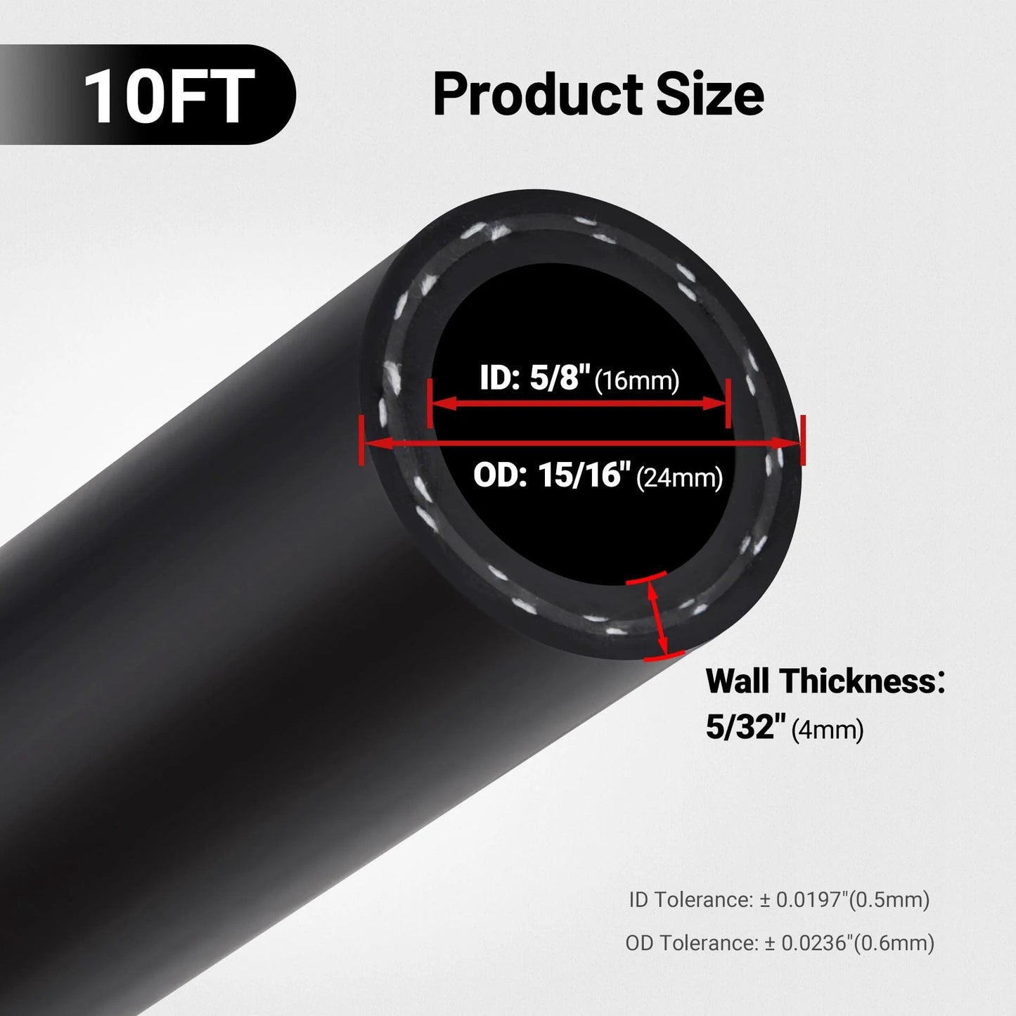 Heavy Duty Five Eighth Inch ID Ten Foot EPDM Heater Hose For Car Cooling System SAE 20R3 100 PSI Working Pressure